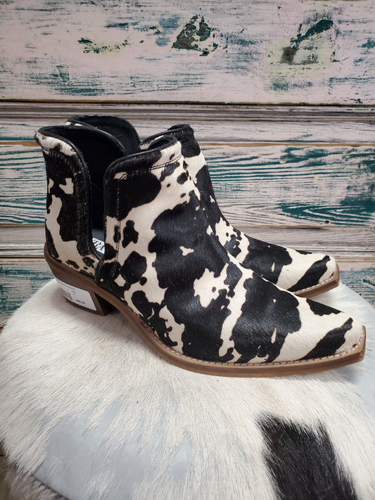 Black -White Cow Print Booties
