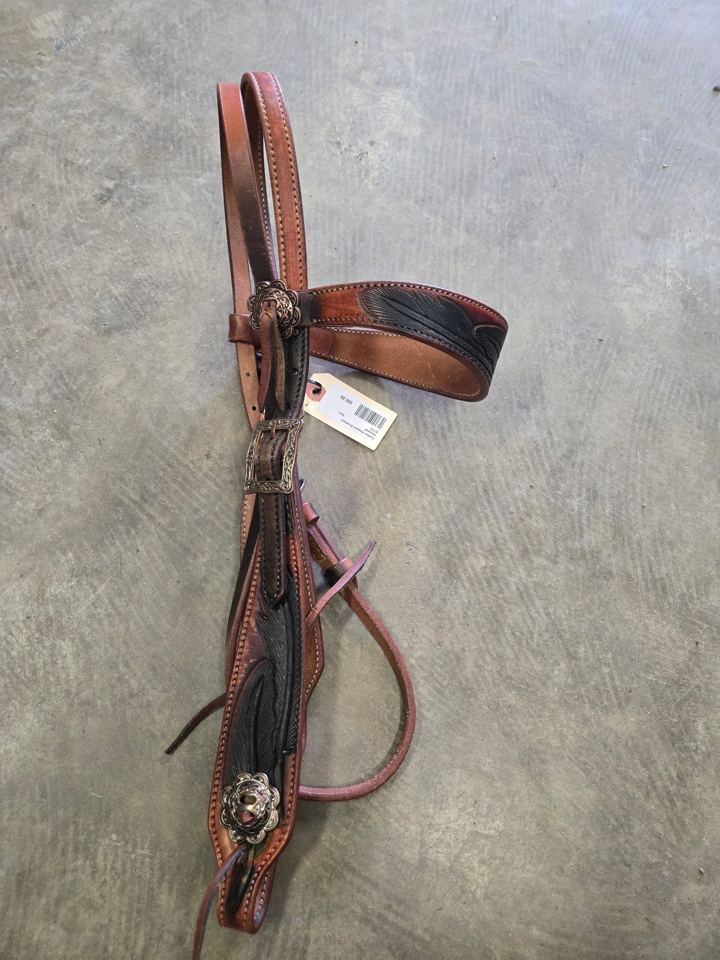 Feather Stamped Browband                   Headstall