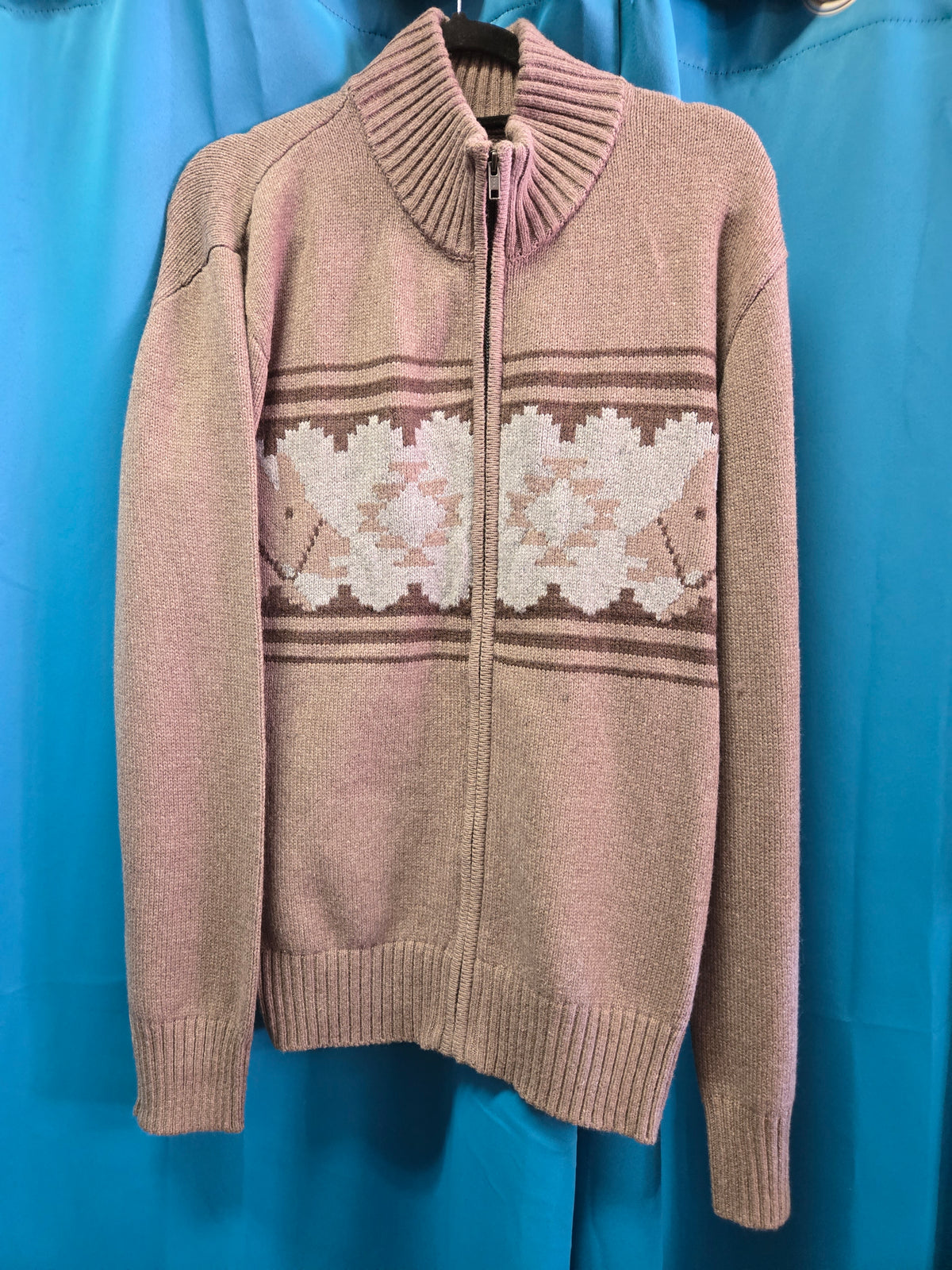 NEW Men's Brown Azter                   Zip Sweater
