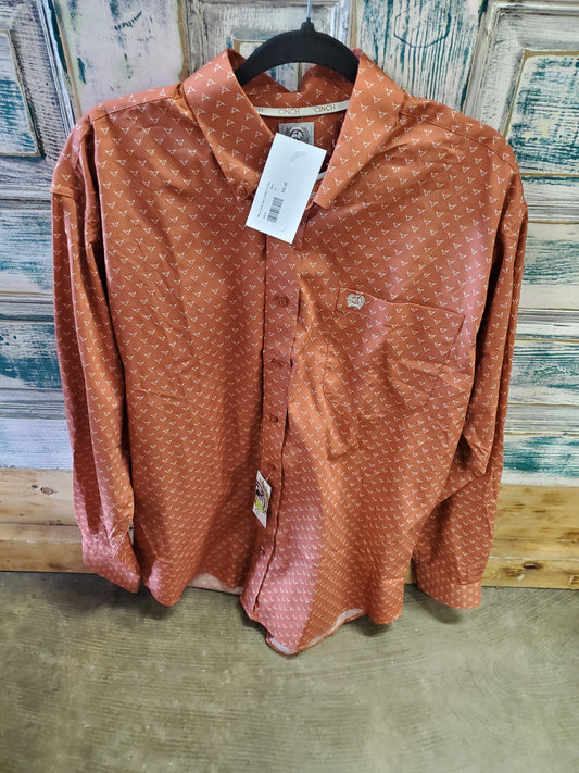 Mens Cinch Rust Longhorn Print