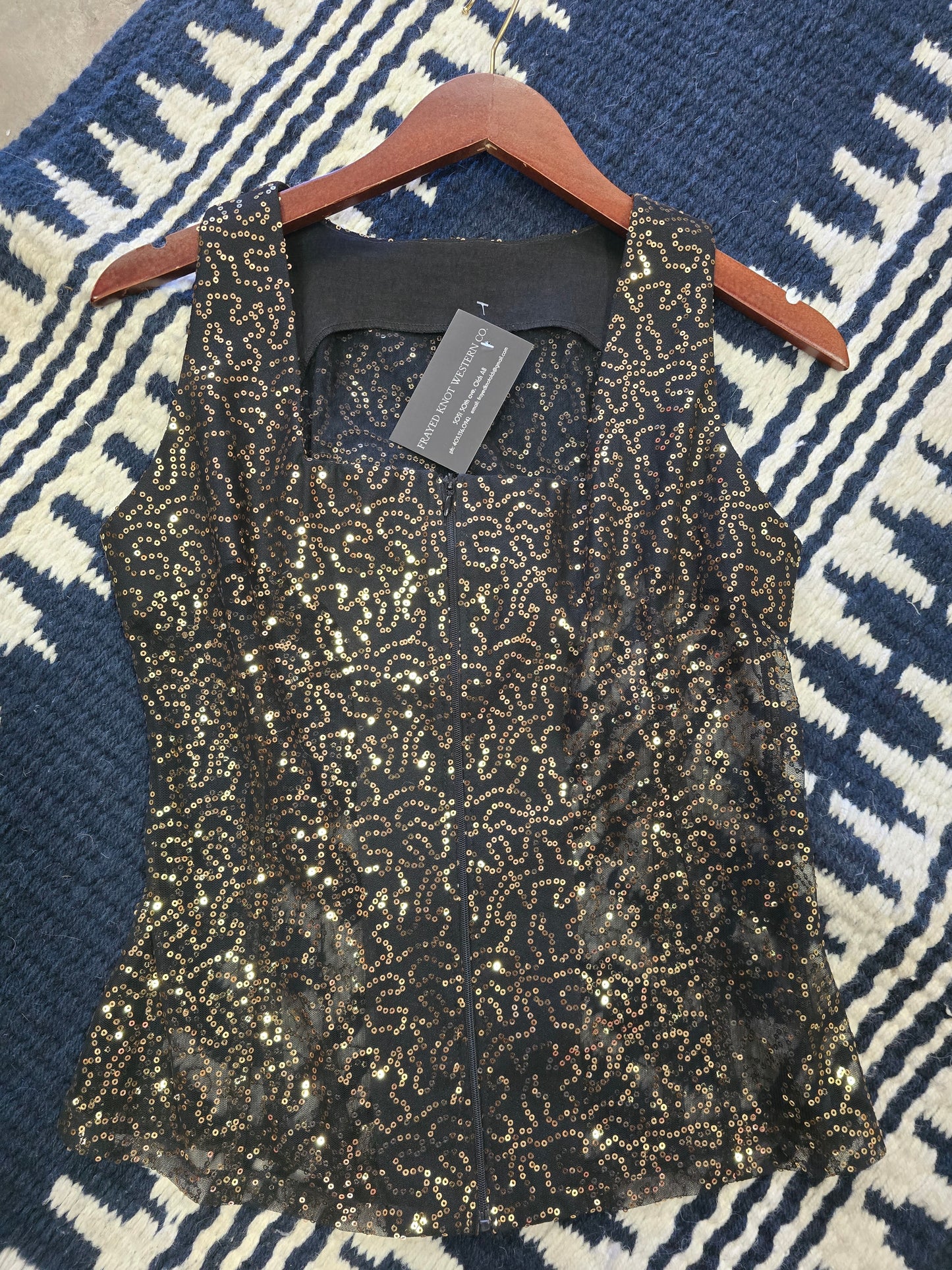 Black & Gold Sheer Show Vest