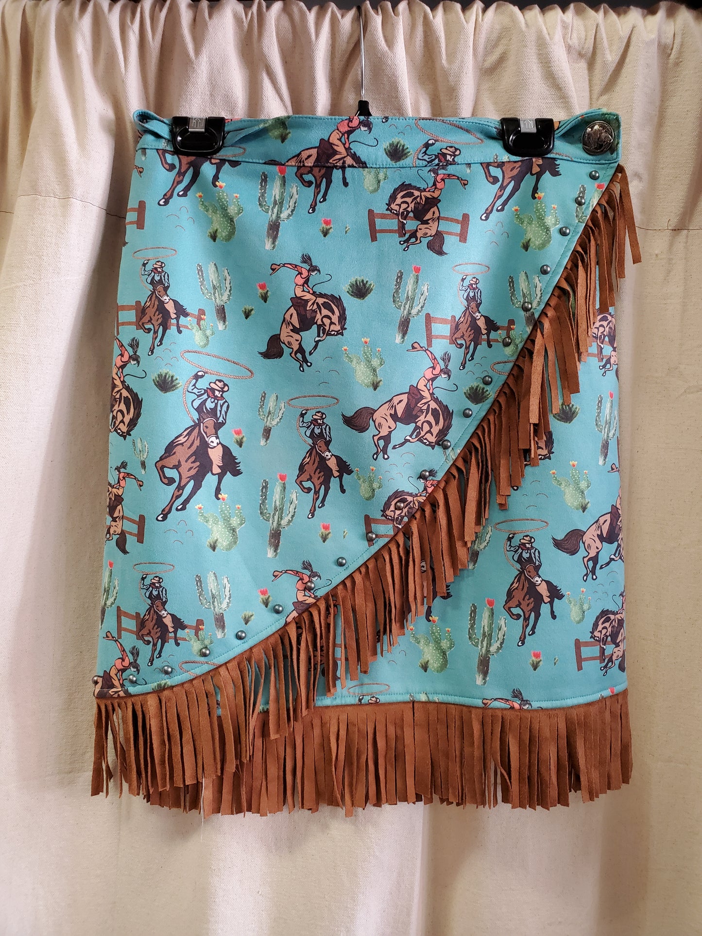 Turq Fringe Bronc Skirt