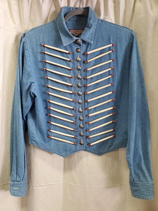 Vintage Bone Detail Denim Jacket