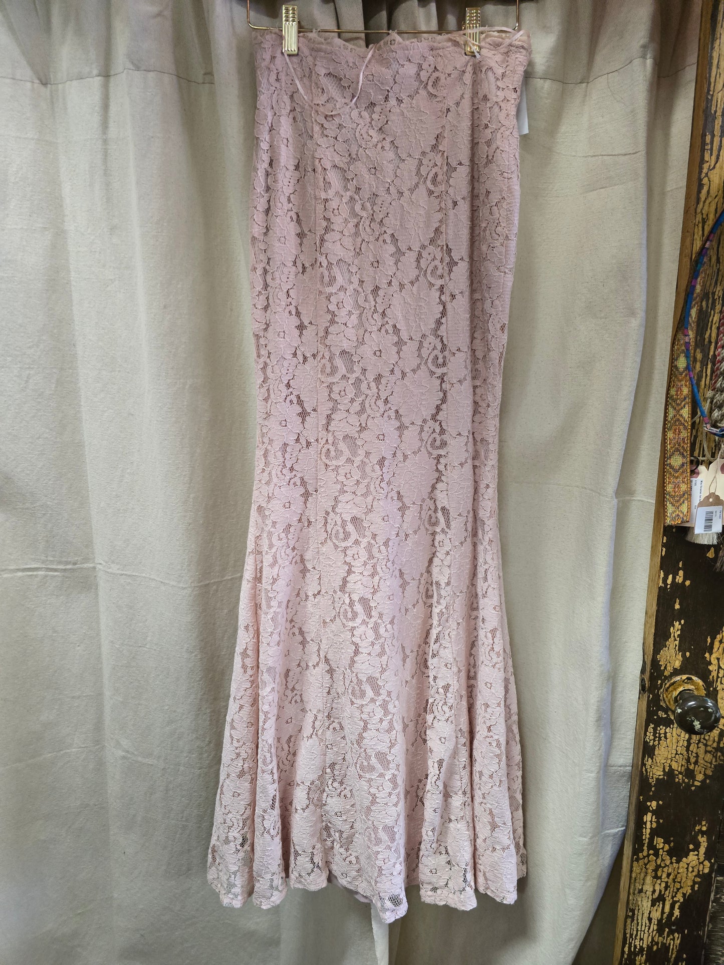 Long Pink Lace Skirt
