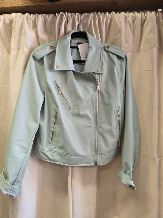 Mint Green Jacket/ Faux Leather