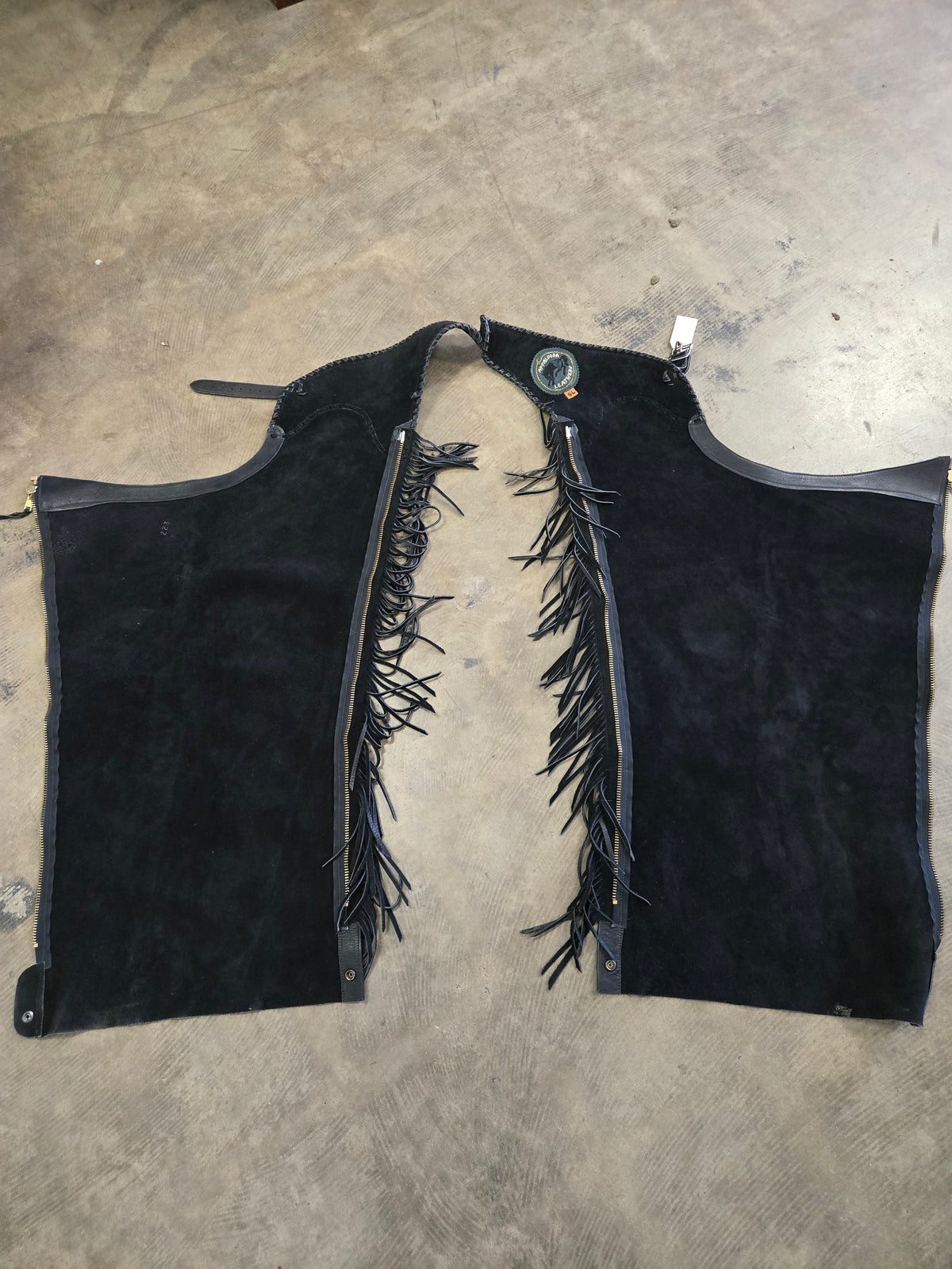 Black Leather Fringed Chaps