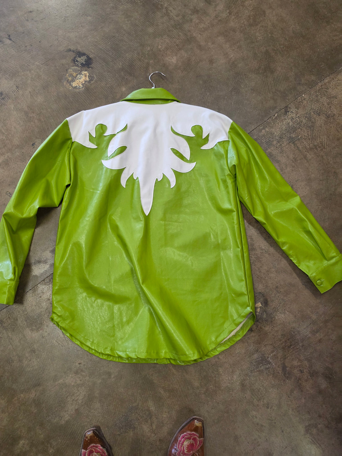 Retro Lime Green -Faux Leather                        Jacket
