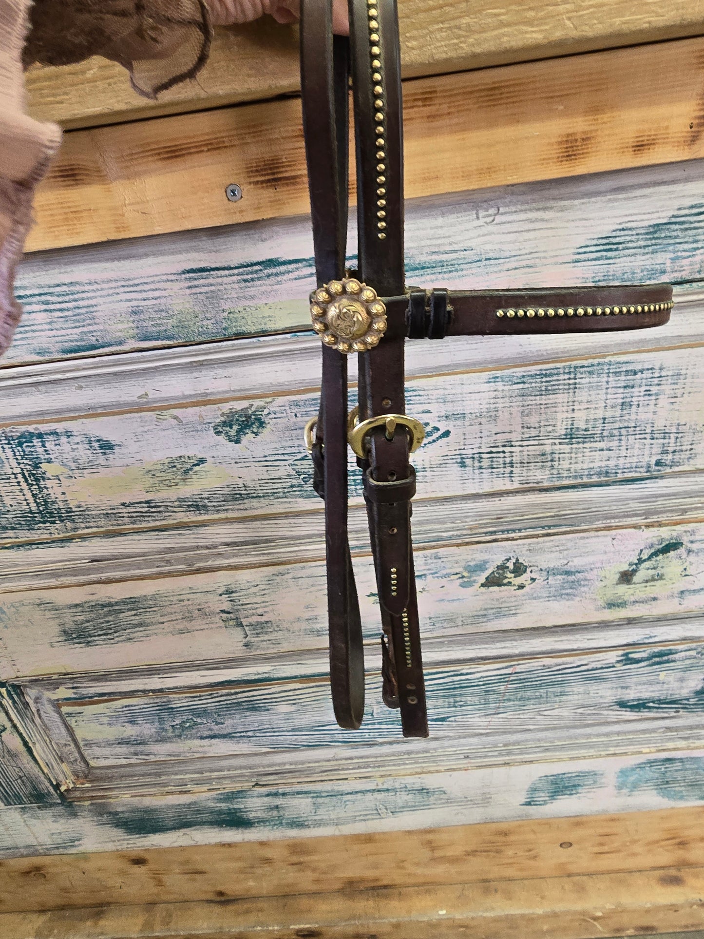 Browband Leather Headstall                     Brass Accents