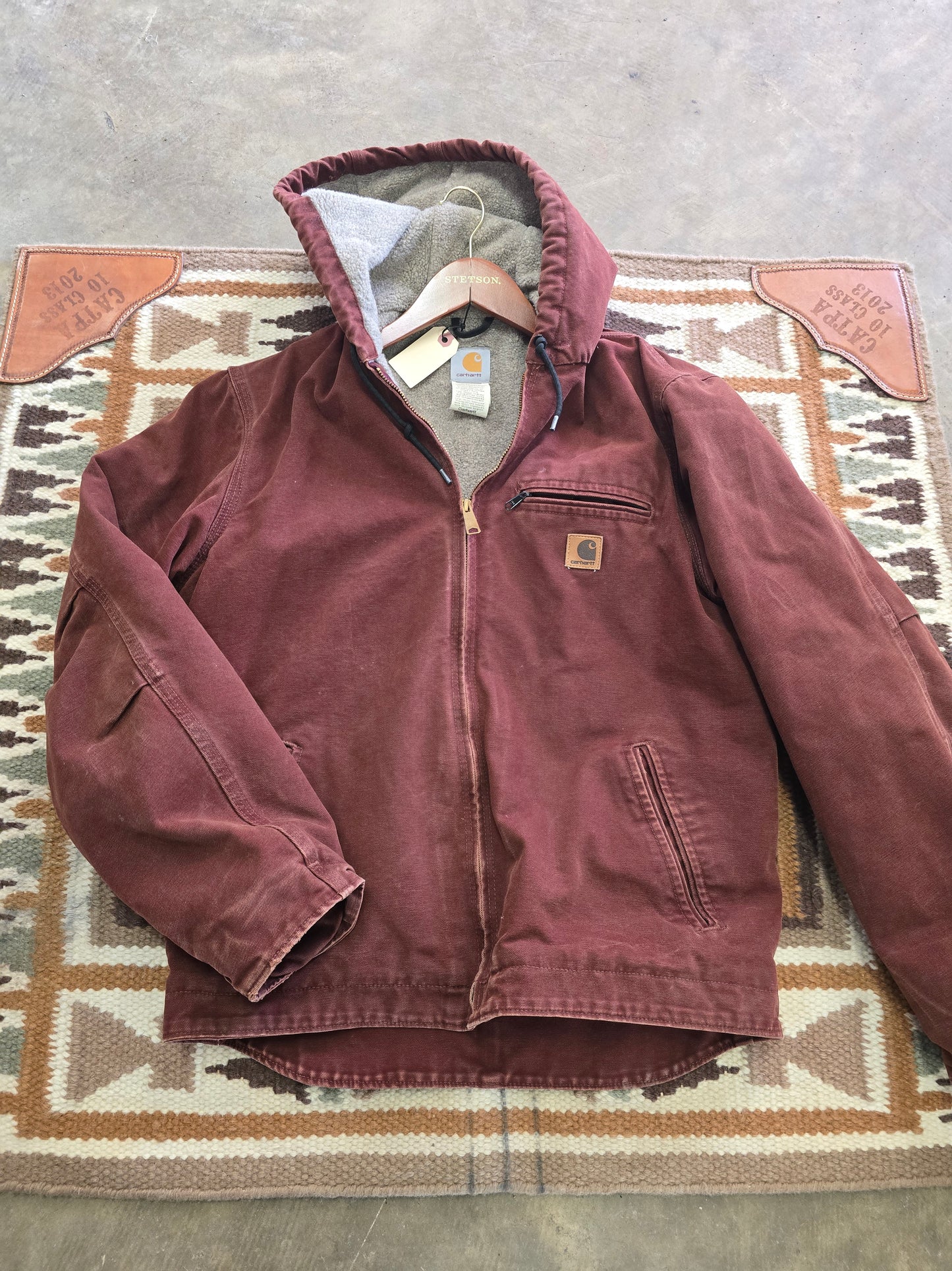 Rust Fleece  Lined Hooded Bomber