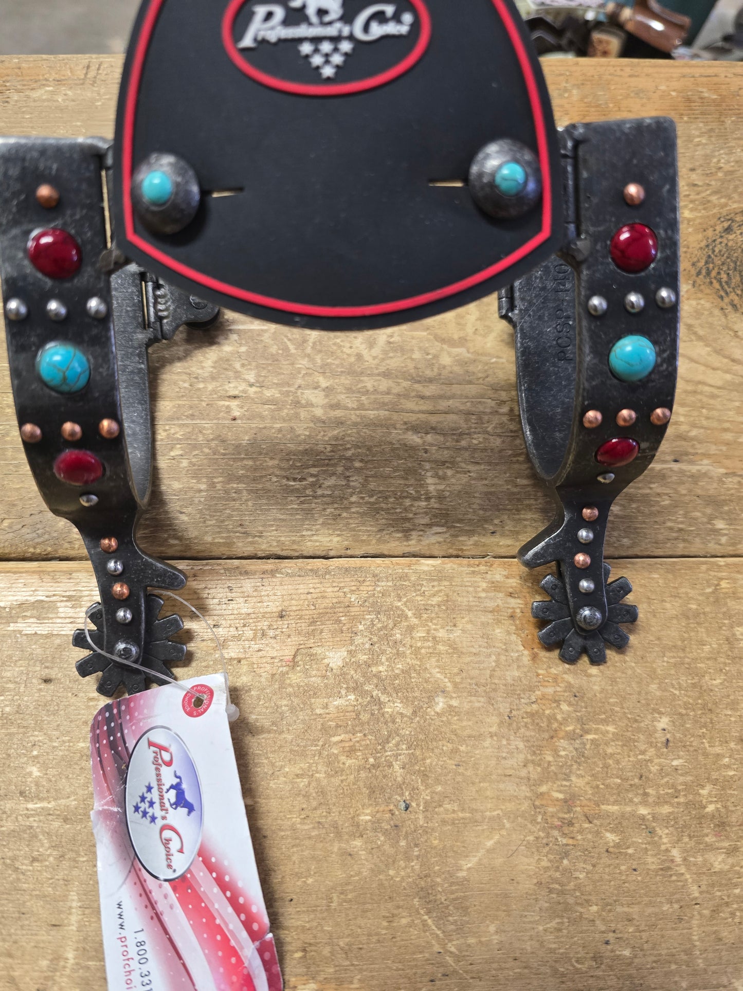 NEW Red-Teal Dot Spurs