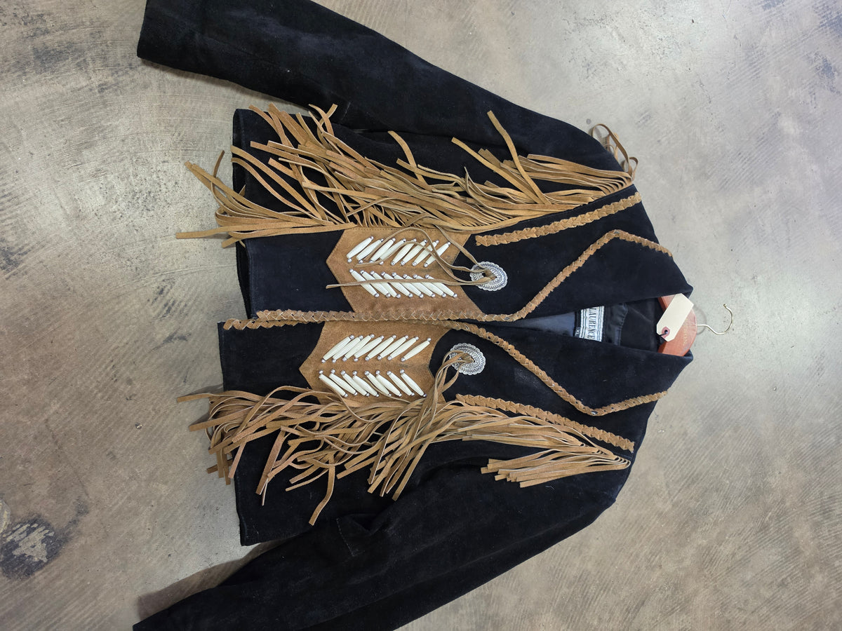 Black Suede Jkt. W/Pipe Beads                         Fringe