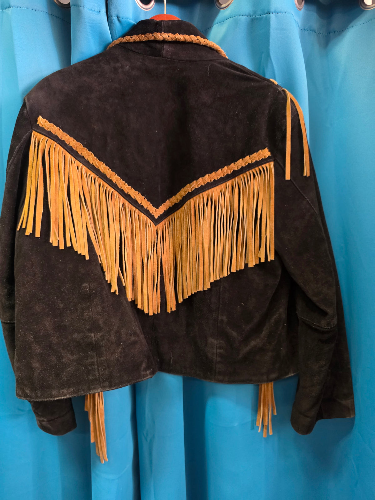 Black Suede Jkt. W/Pipe Beads                         Fringe