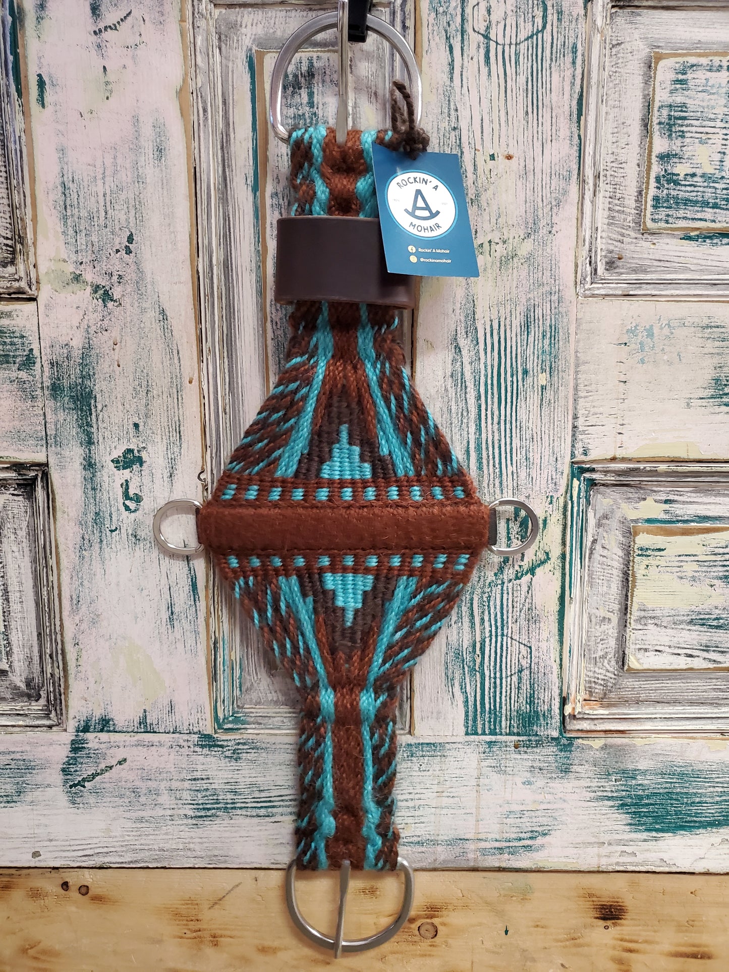 Tan/Aqua/Brown Mohair Roper Cinch