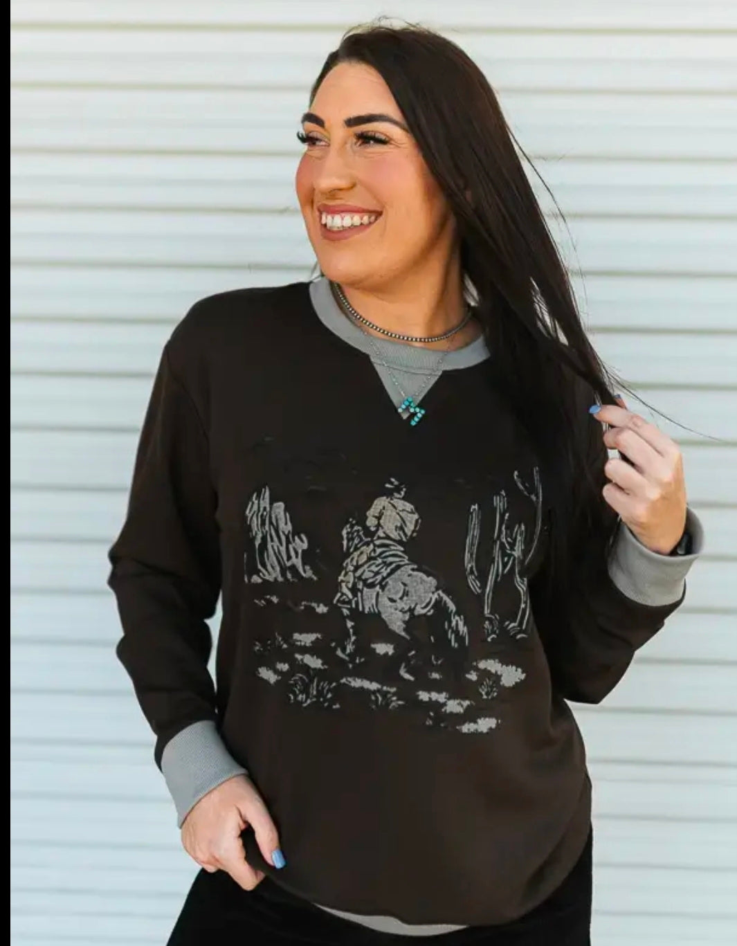 NEW Western Graphic Crewneck                       Dk. Brown