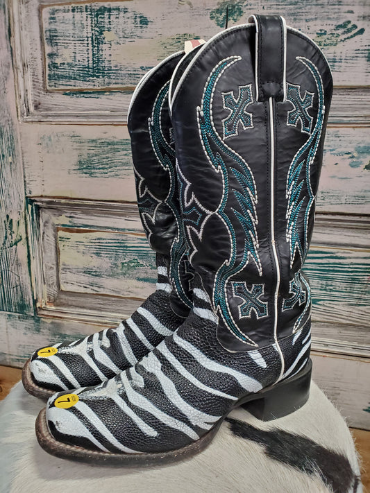 Zebra Striped Boots                  (Faux Stingray)