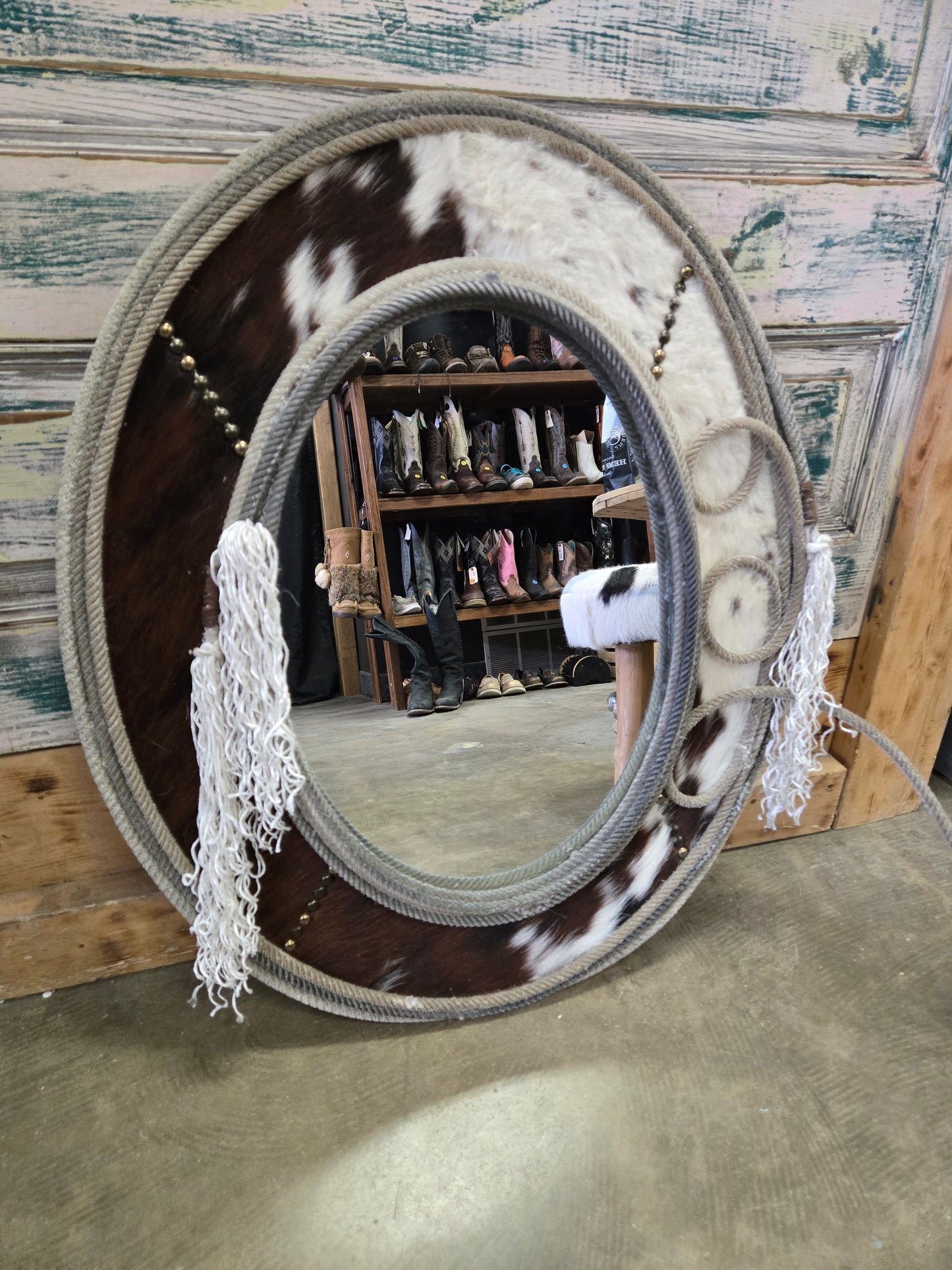Cowhide & Rope Mirror