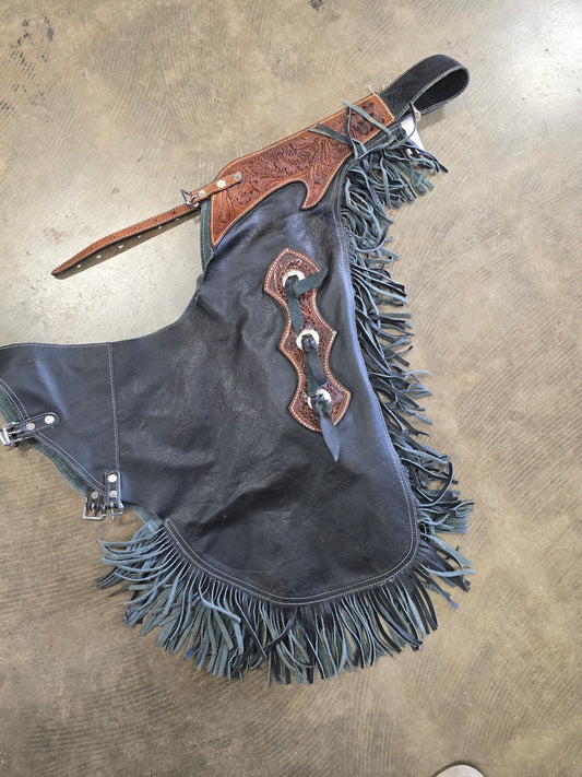 Black Fringe Chinks/Carved Dt.