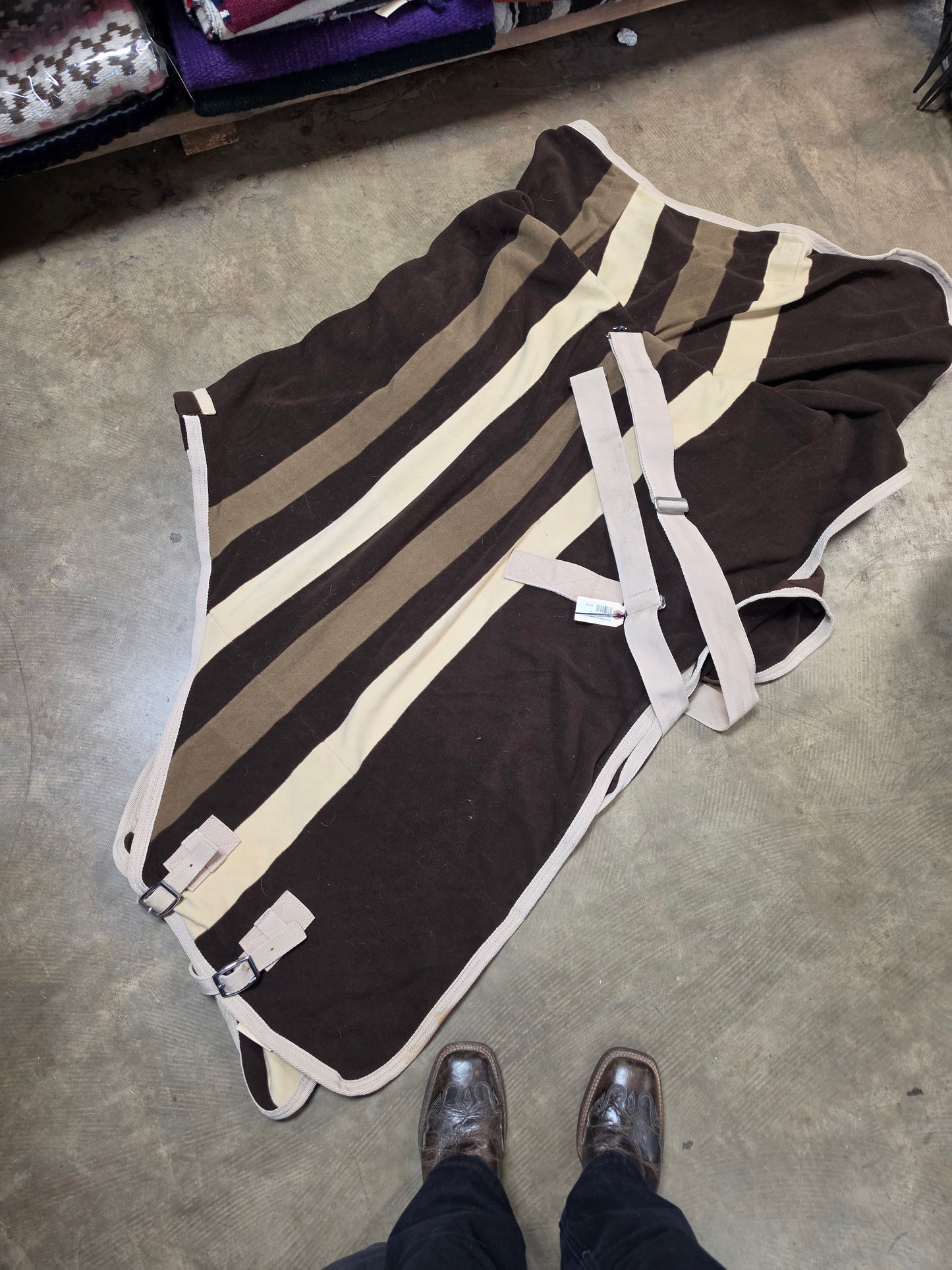 Brown Striped Fleece Cooler