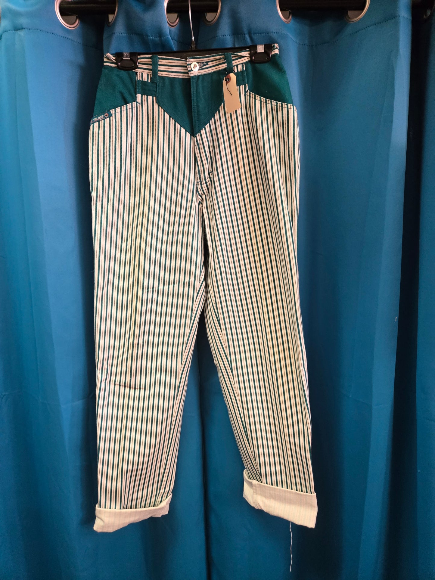 Vintage Teal Striped Jeans