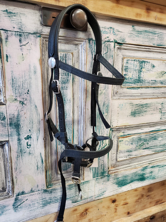 Black Nylon Bitless Bridle