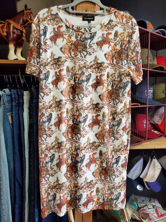 NEW Mesh Horse Print Dress