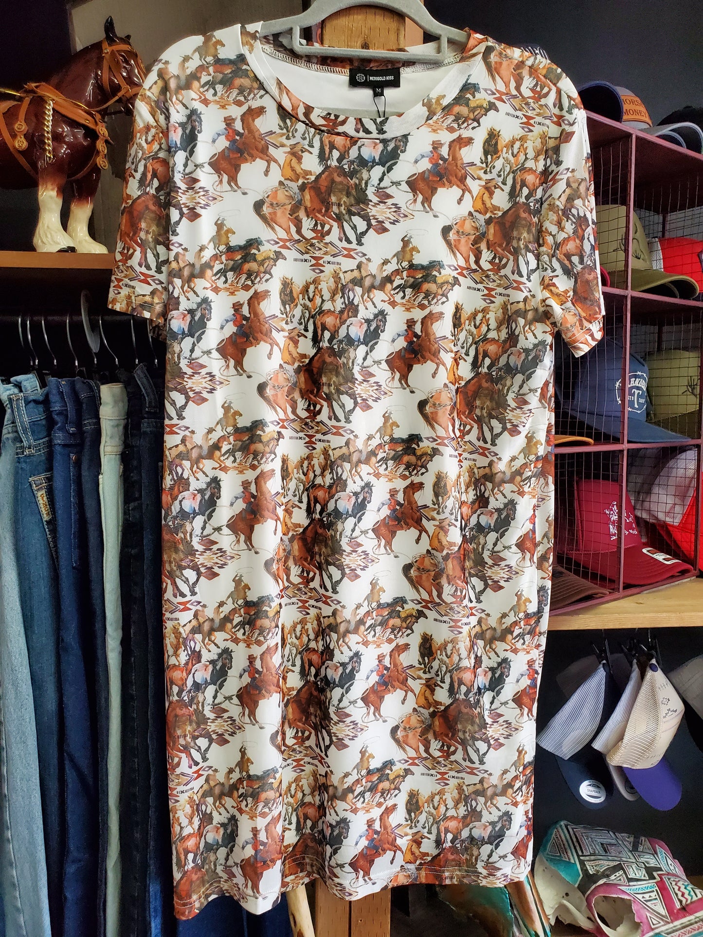 NEW Mesh Horse Print Dress