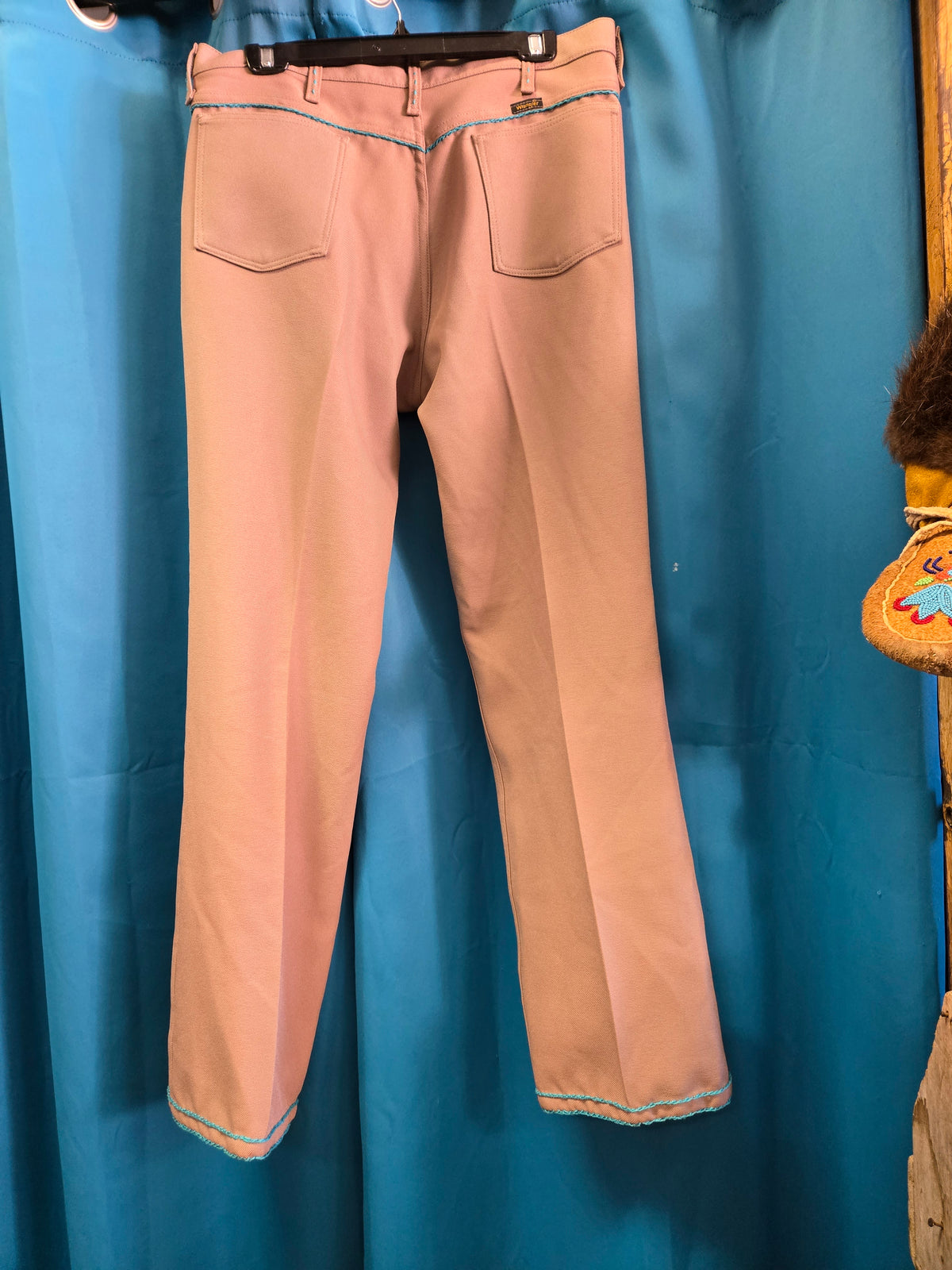Upcycled Vintage Trousers                     Tan - Turq