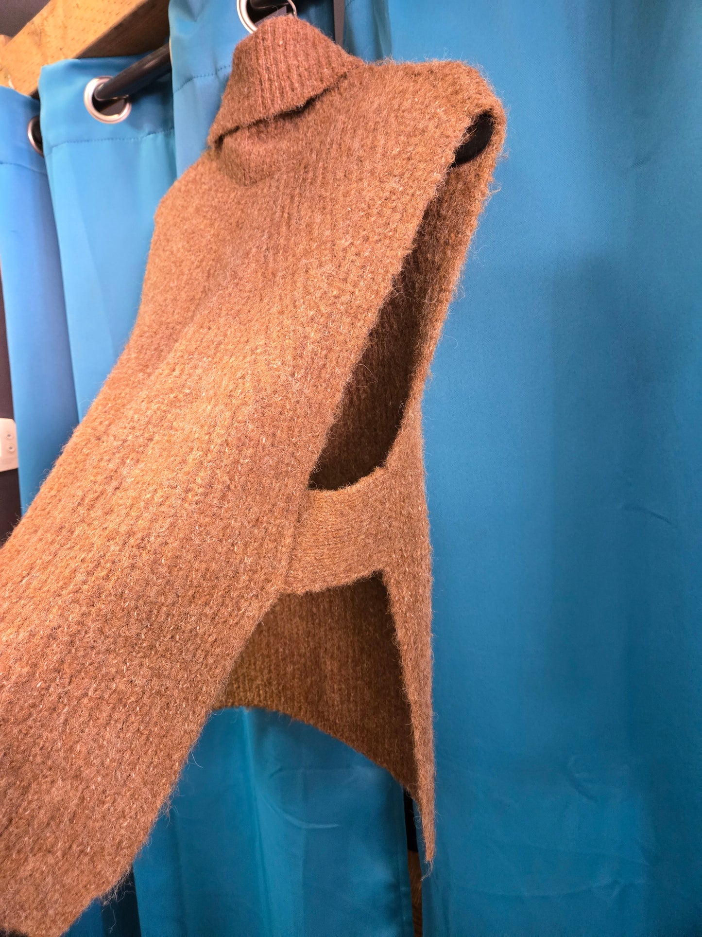 Brown Cowl Sweater Vest