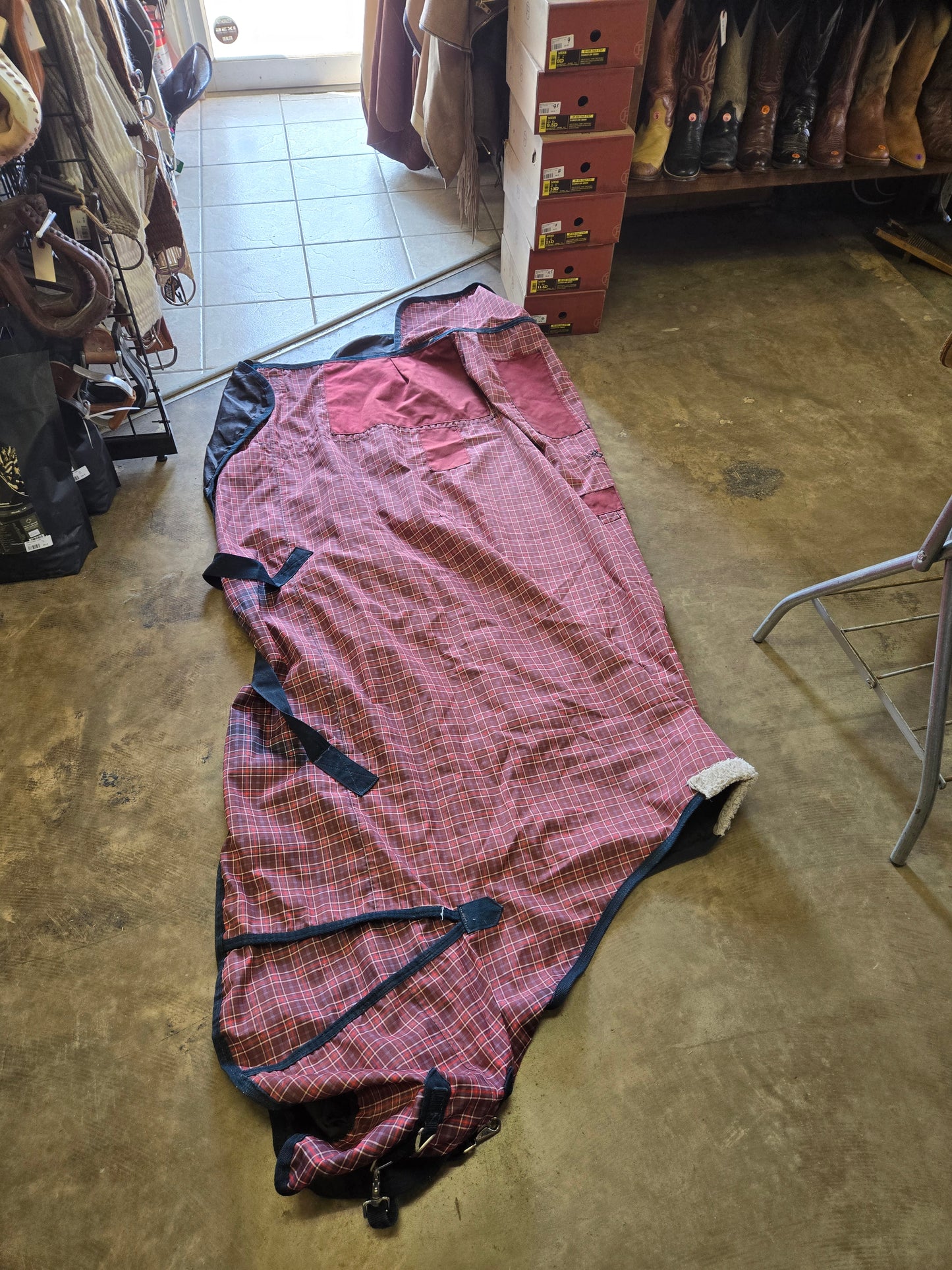 Plaid Burg-Rust Rain Sheet                      repairs made