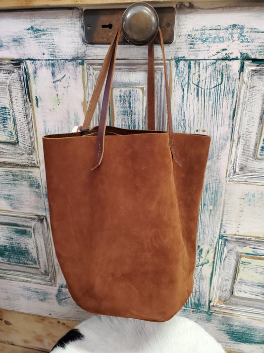 Hand Made Leather Barrel Tote