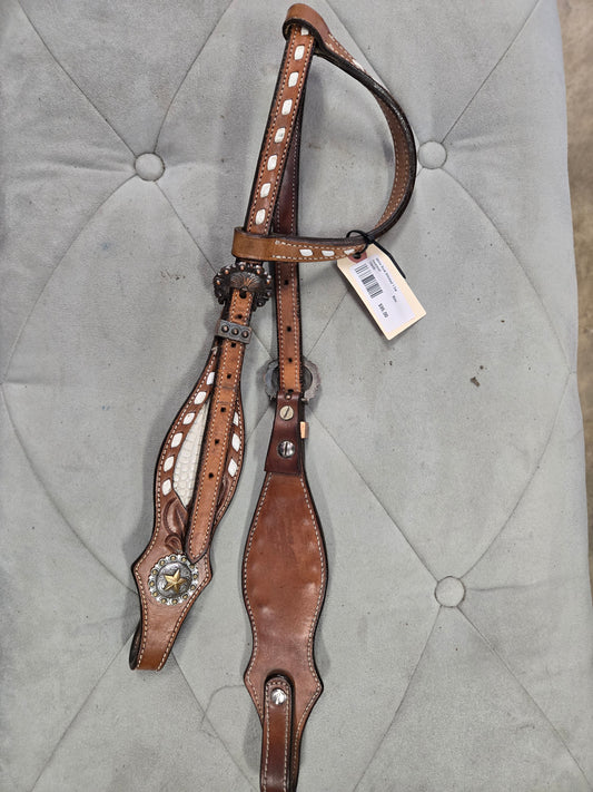 White Buck Stitched 1 Ear                          Headstall