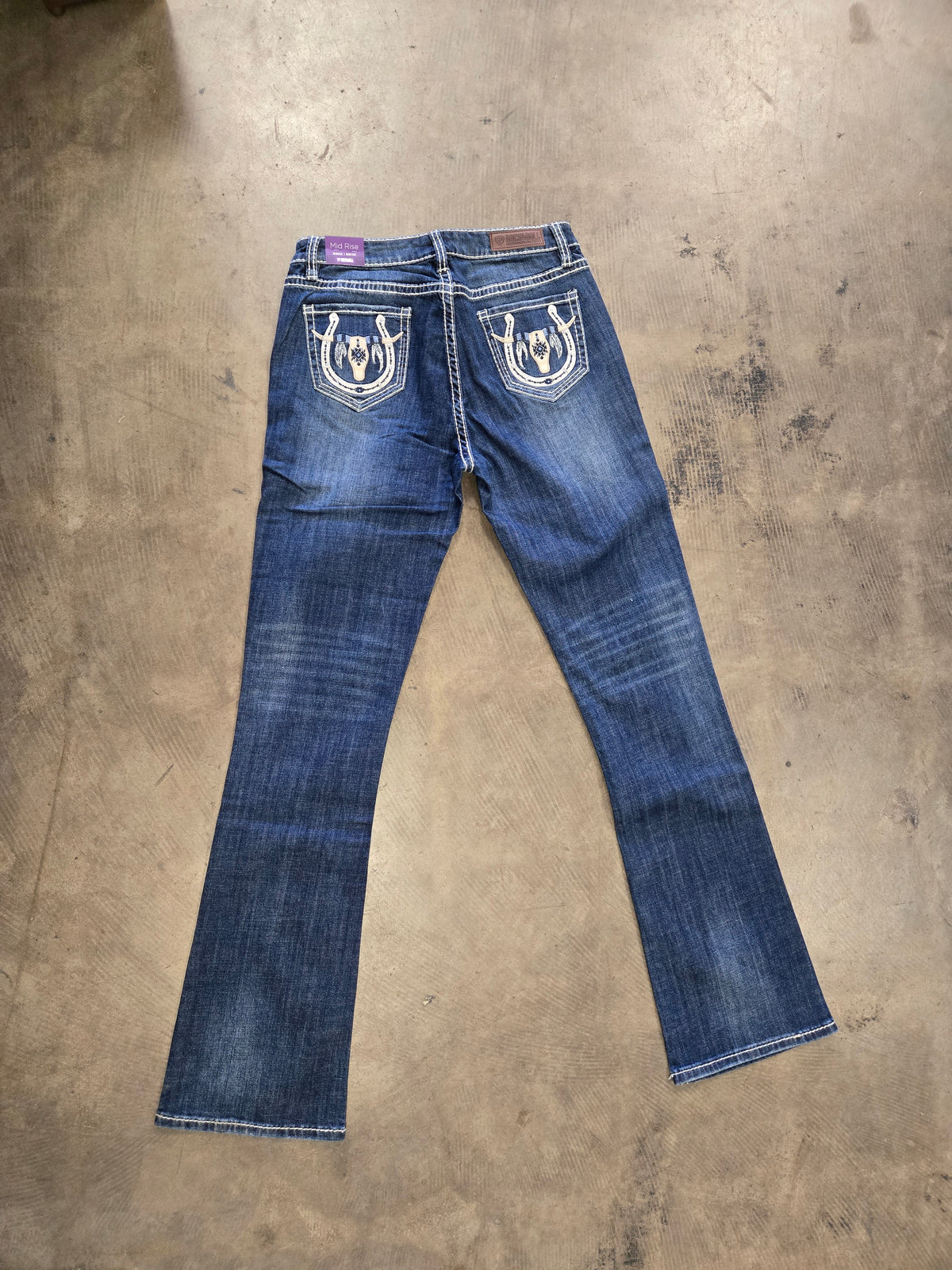 NEW Ladies Mid Rise Boot Cut Jeans
