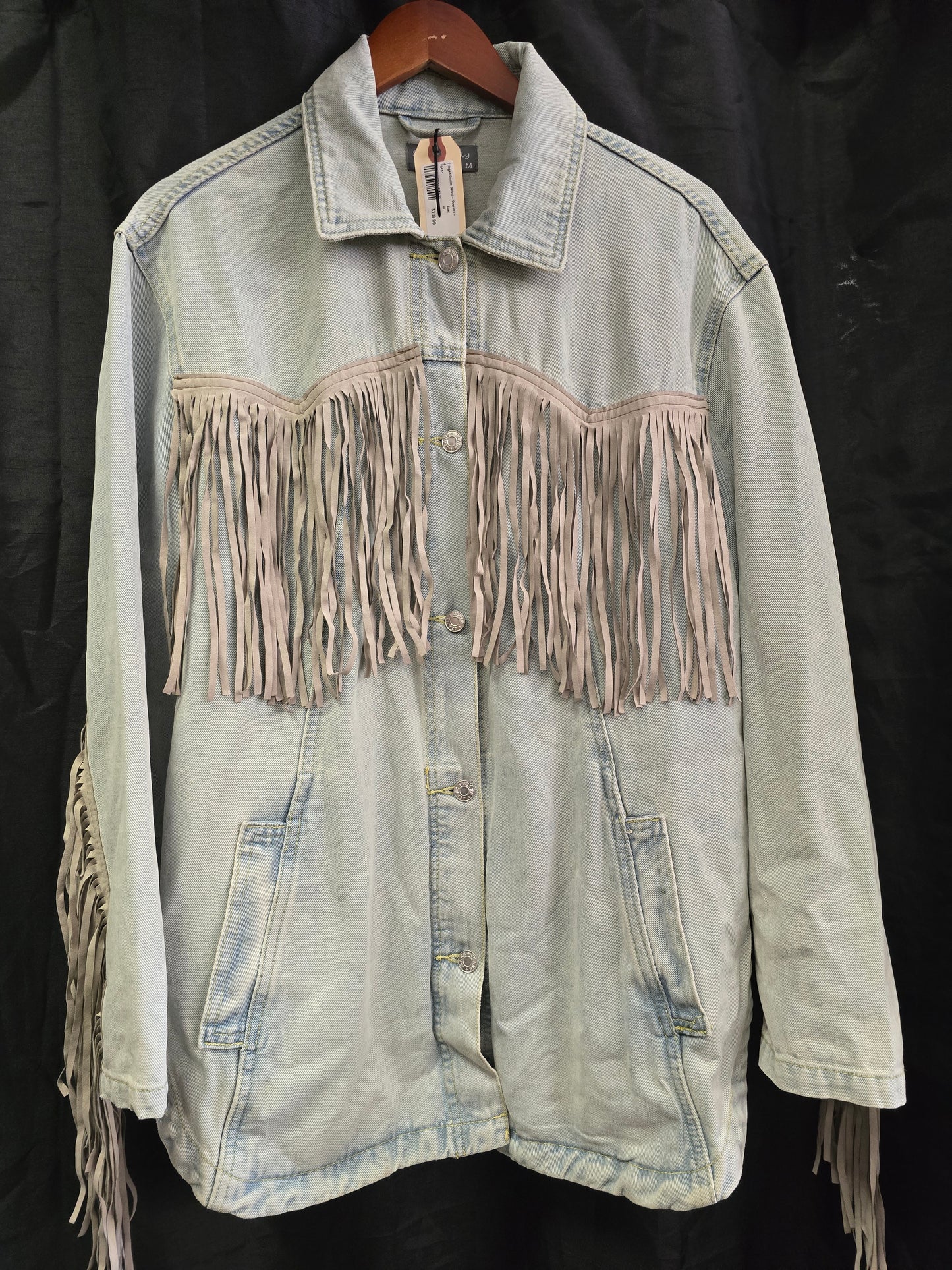 Fringed Denim Jacket- Oversized