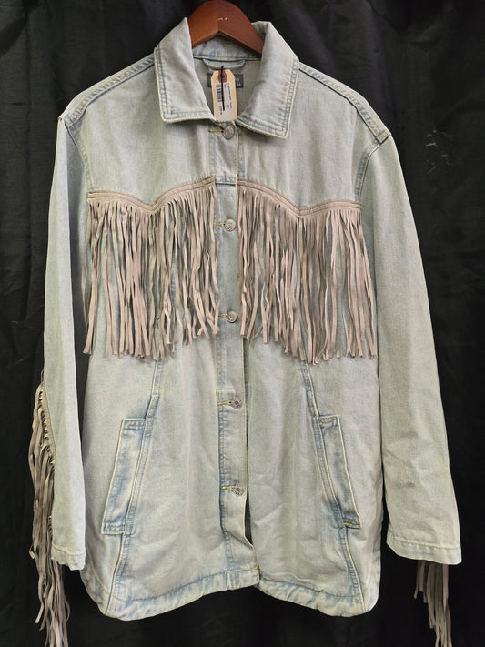 Fringed Denim Jacket- Oversized