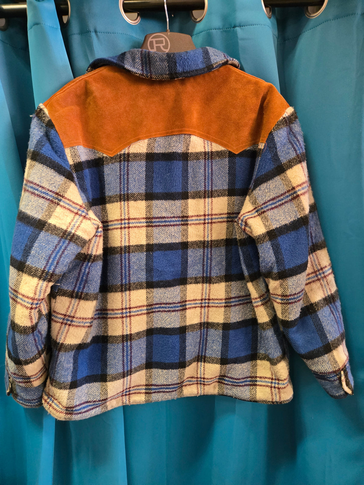 Vintage Plaid Jkt. Leather Trim