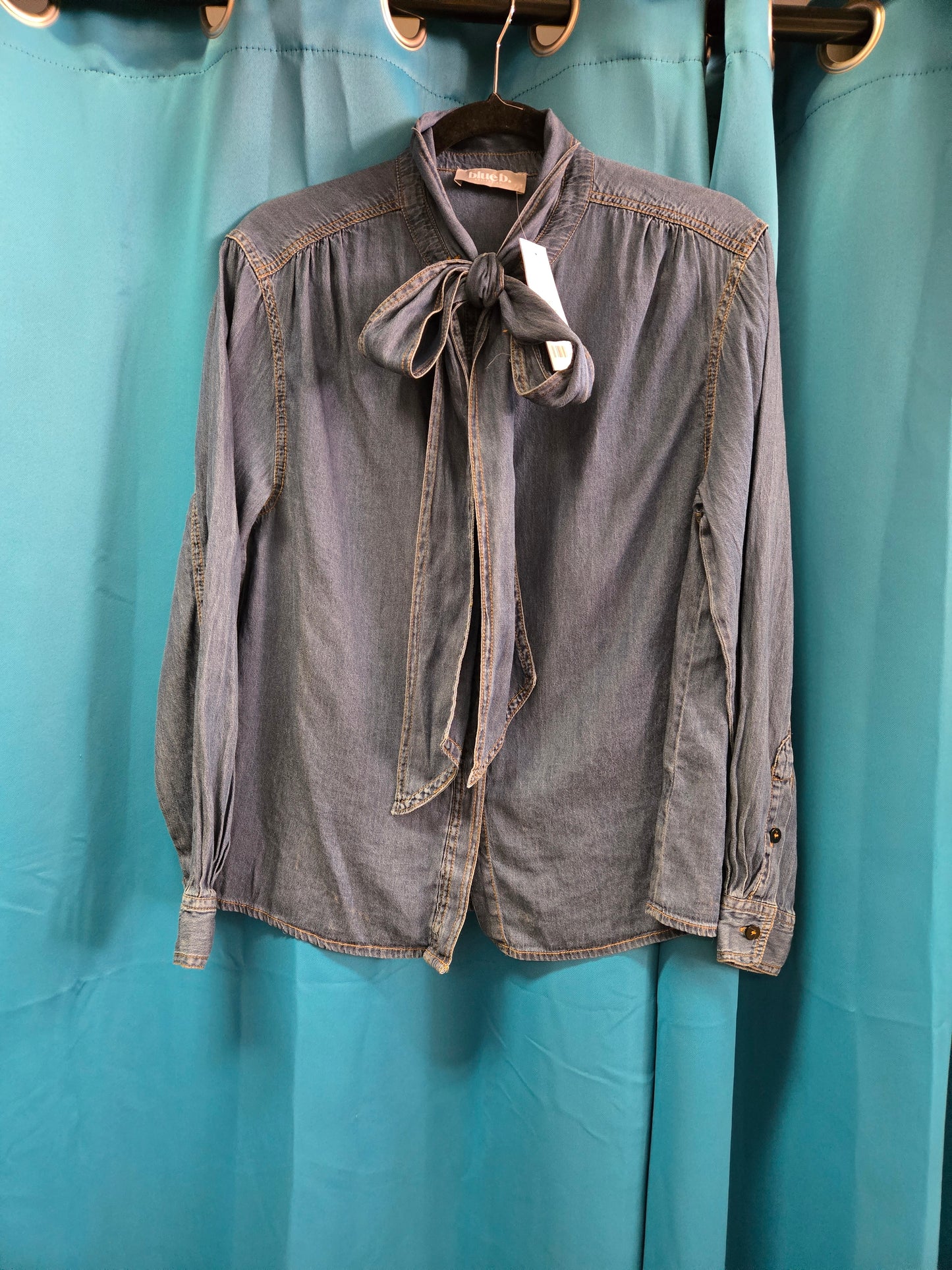 NEW Tie Neck Chambray Blouse