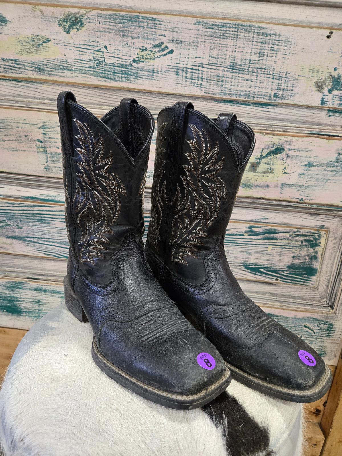 Men's Black Ariat Sq. Toe Boots