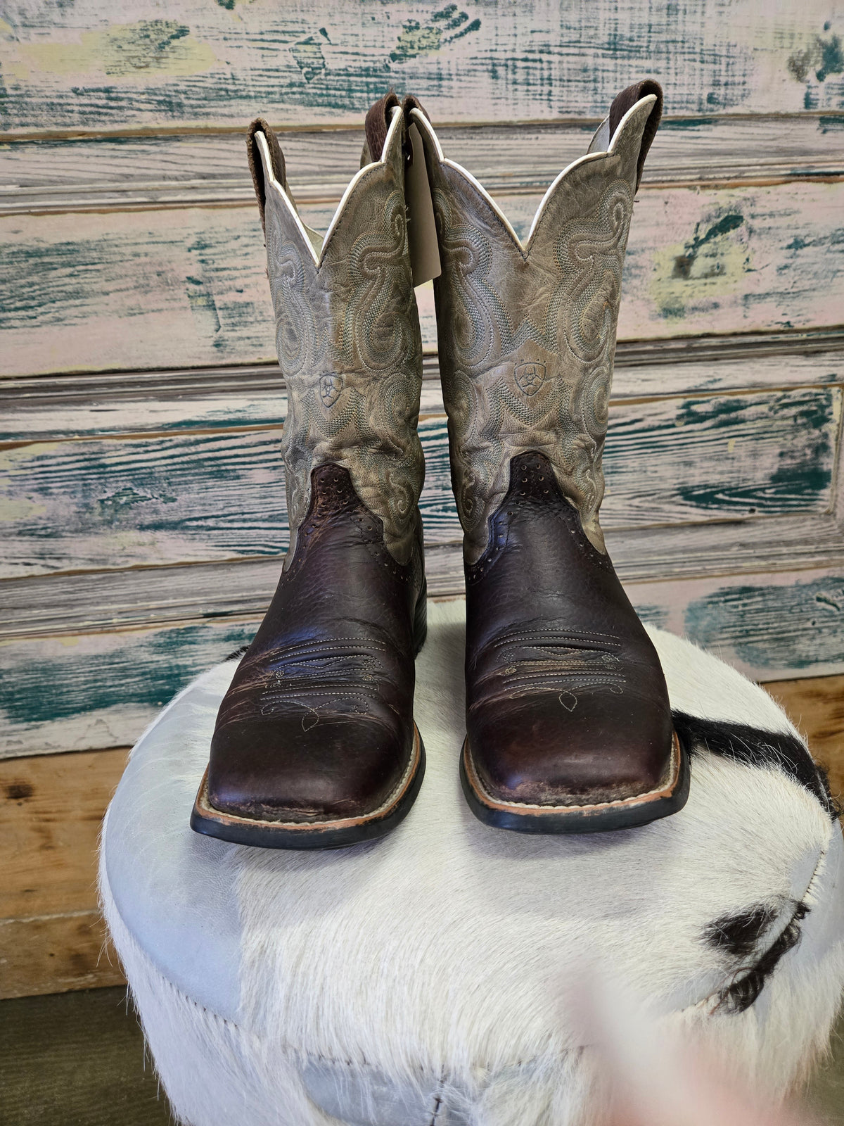 Sage  Topped Sq. Toe Boots