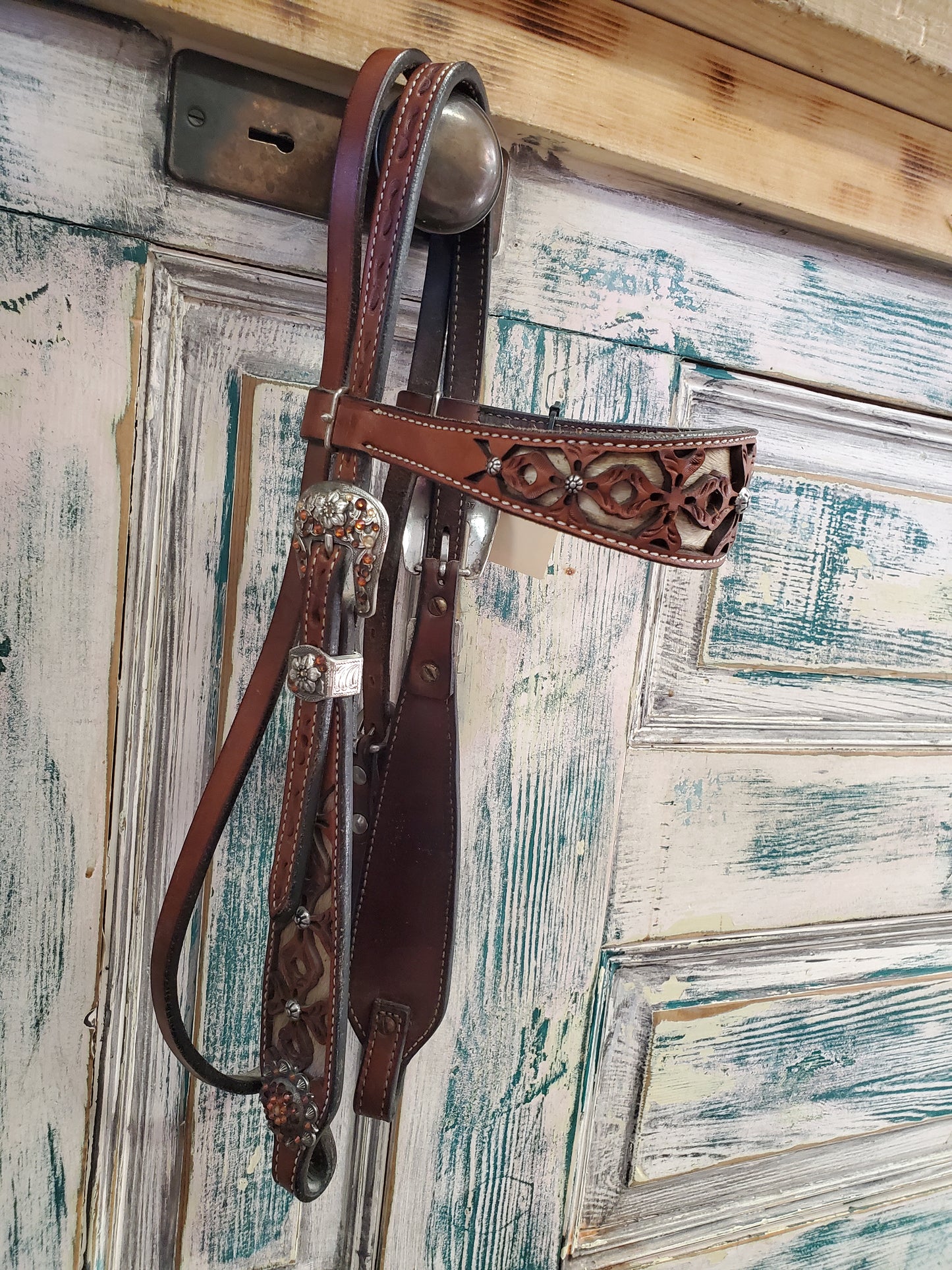 Carved Headstall/ Hide On