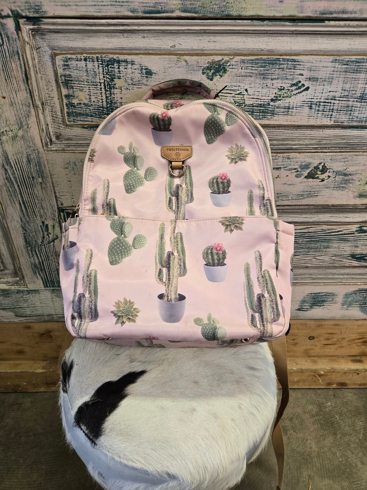 Pink-Cactus Print Diaper Bag Backpack