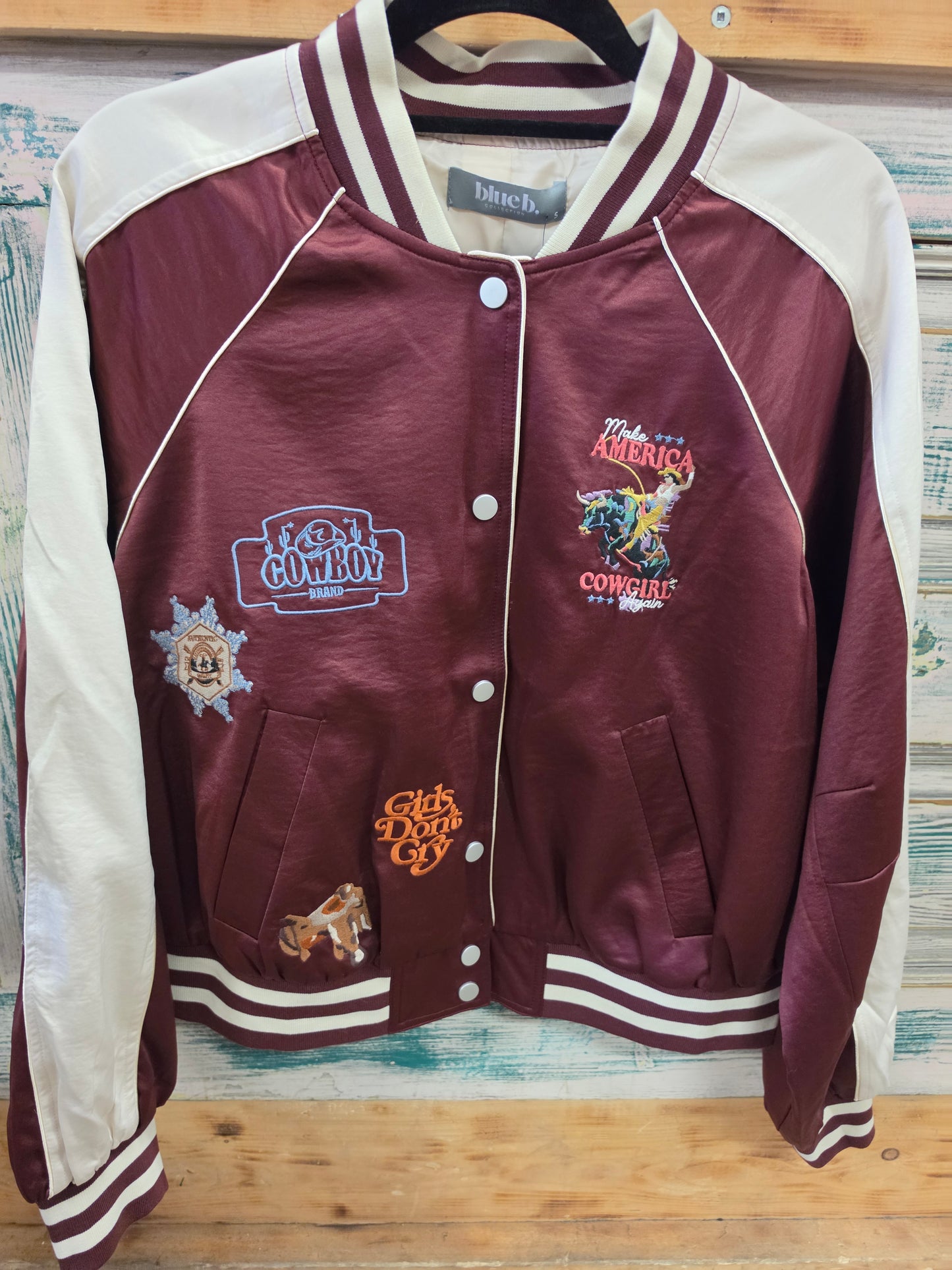 NEW Western Patch Satin Bomber