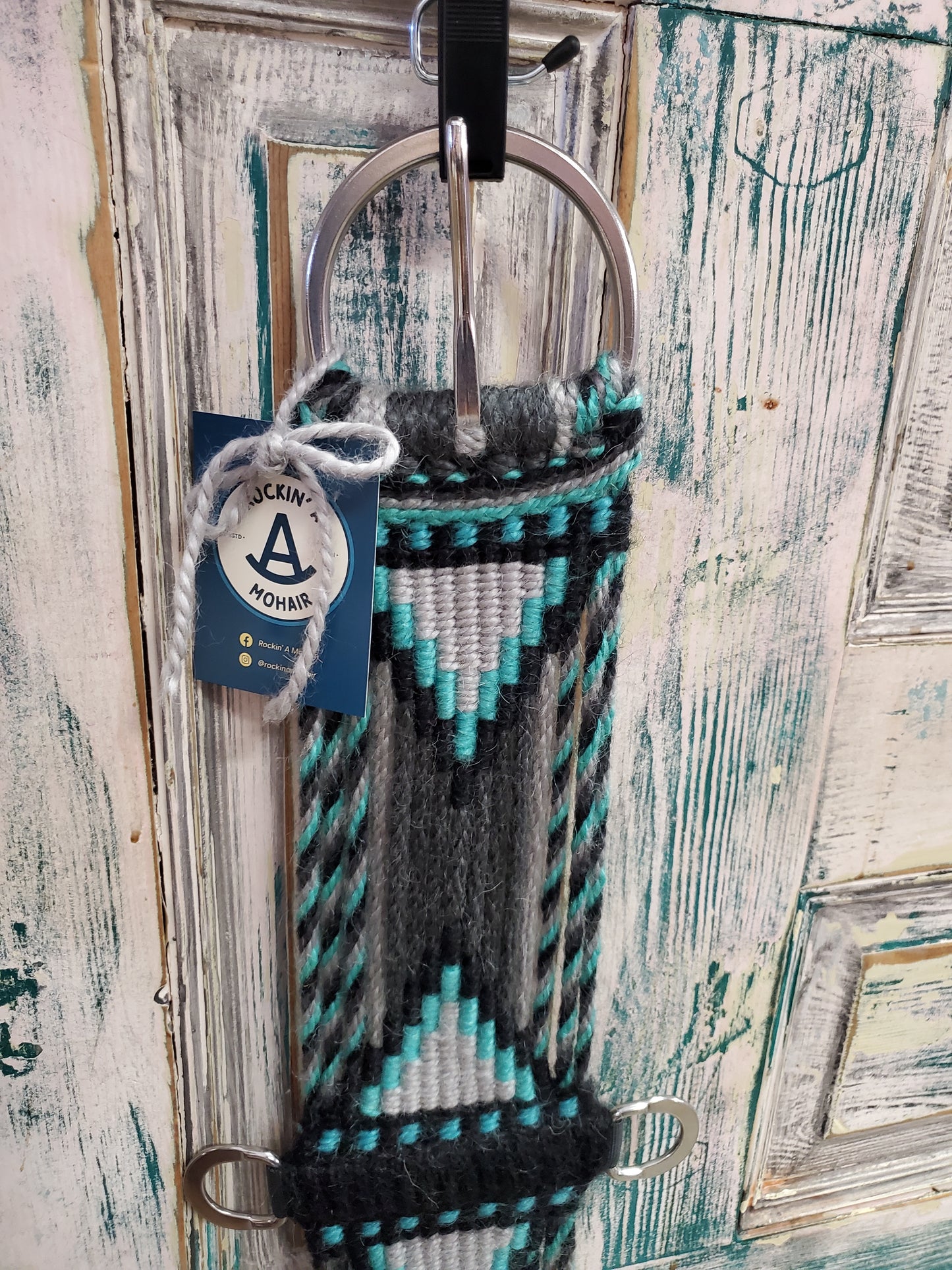 Grey/Aqua/Black Mohair Cinch