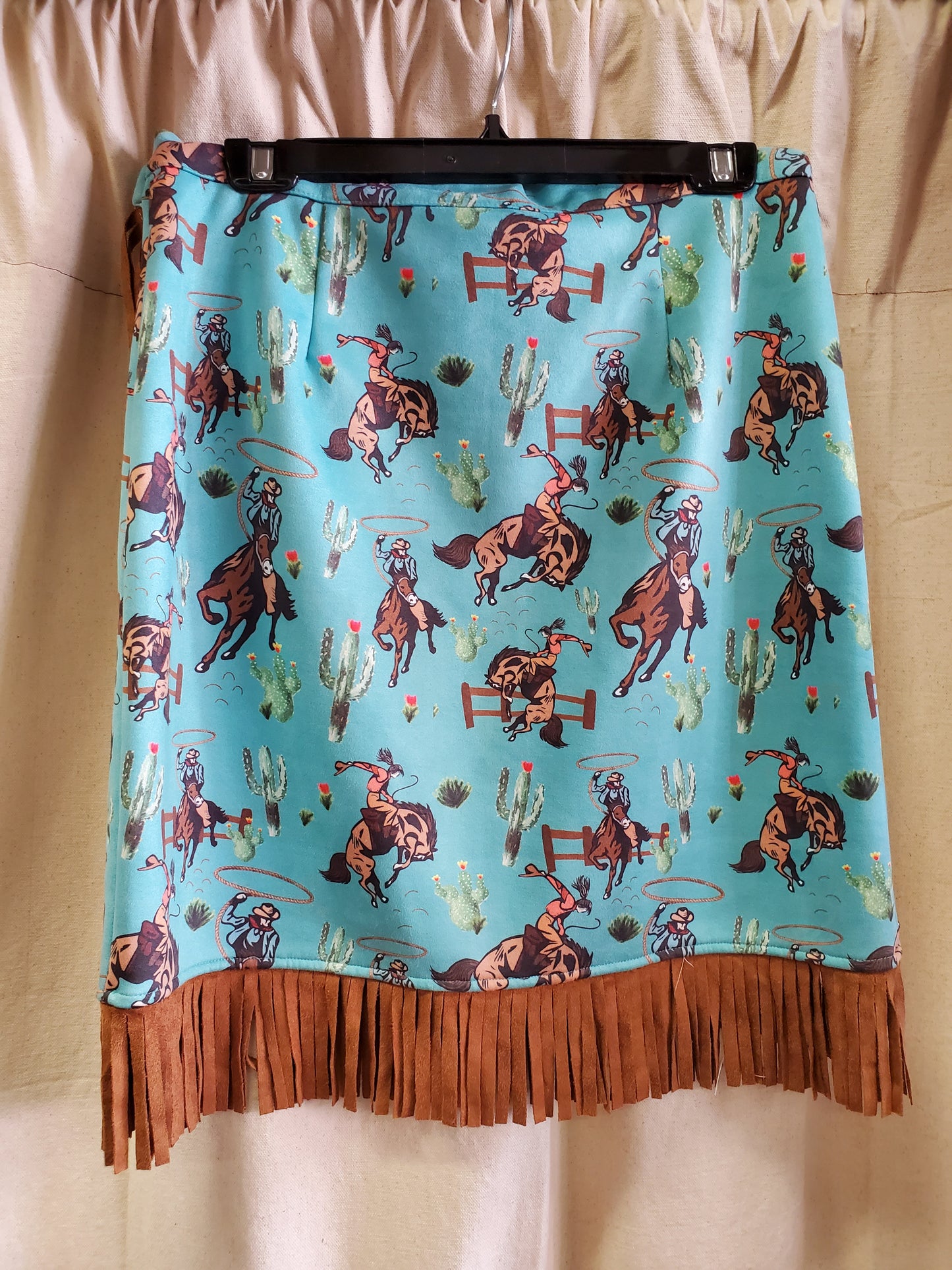Turq Fringe Bronc Skirt