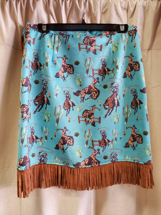 Turq Fringe Bronc Skirt