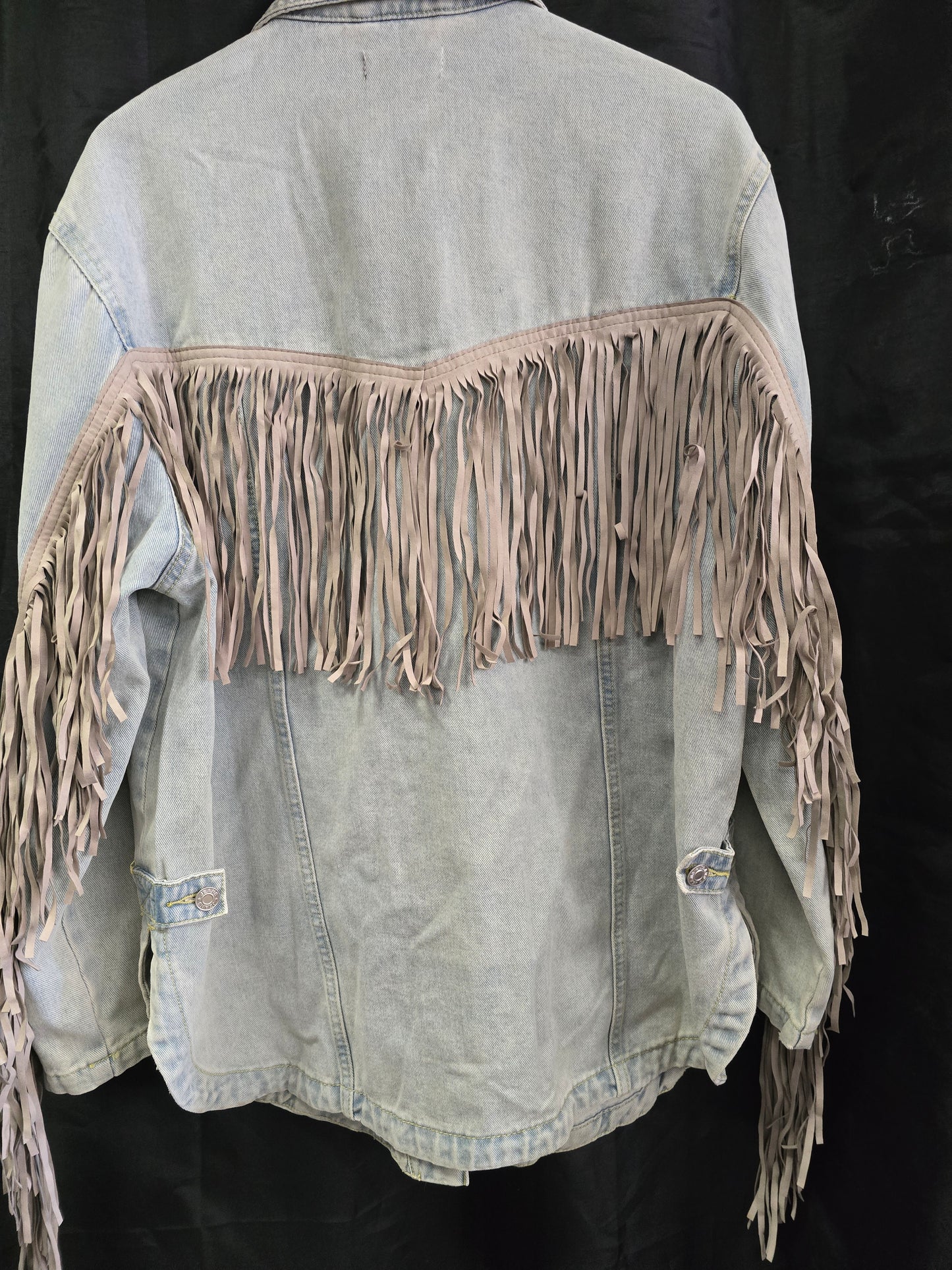 Fringed Denim Jacket- Oversized