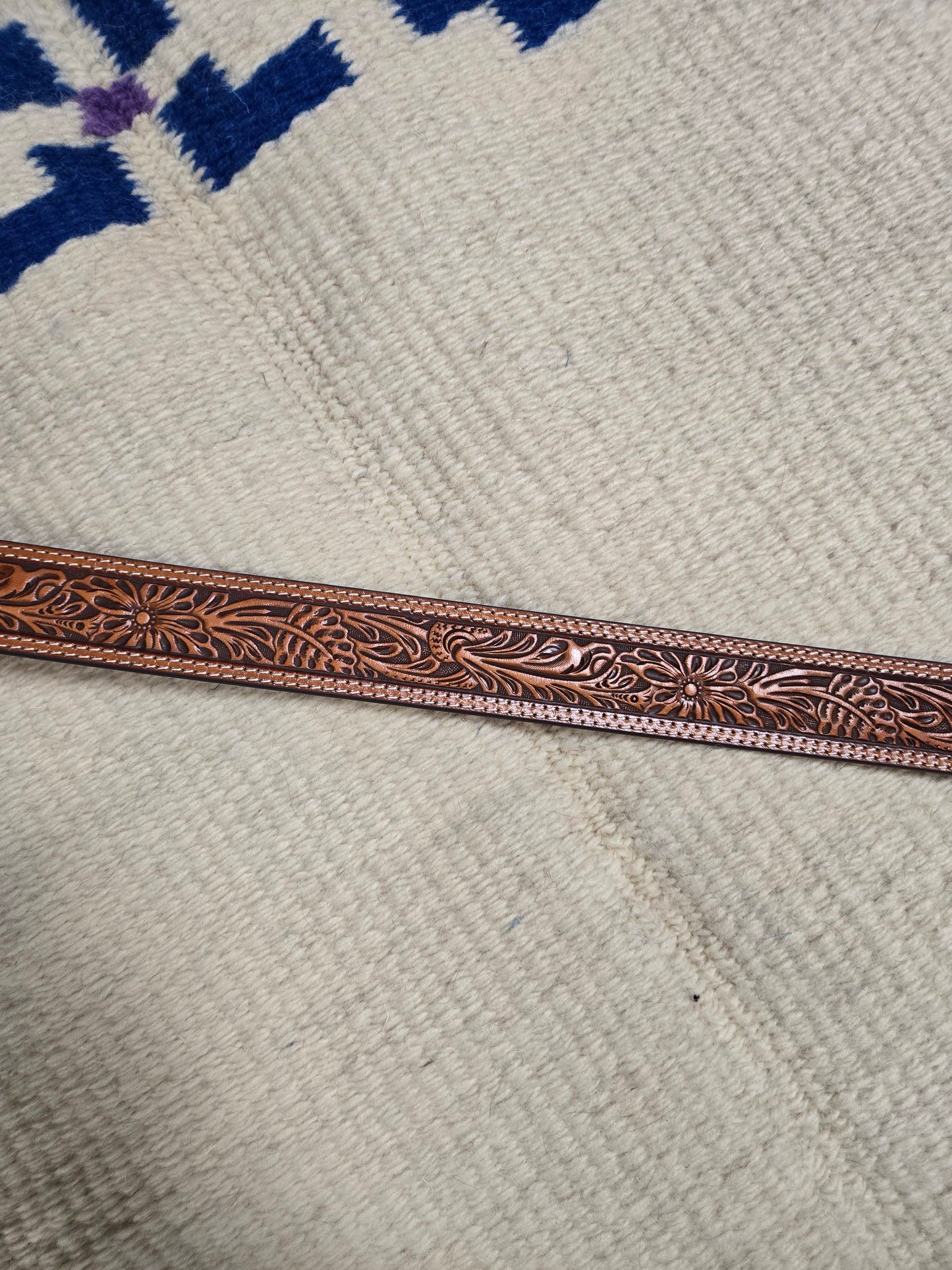 NEW Carved Leather Belt                             W/Buckle