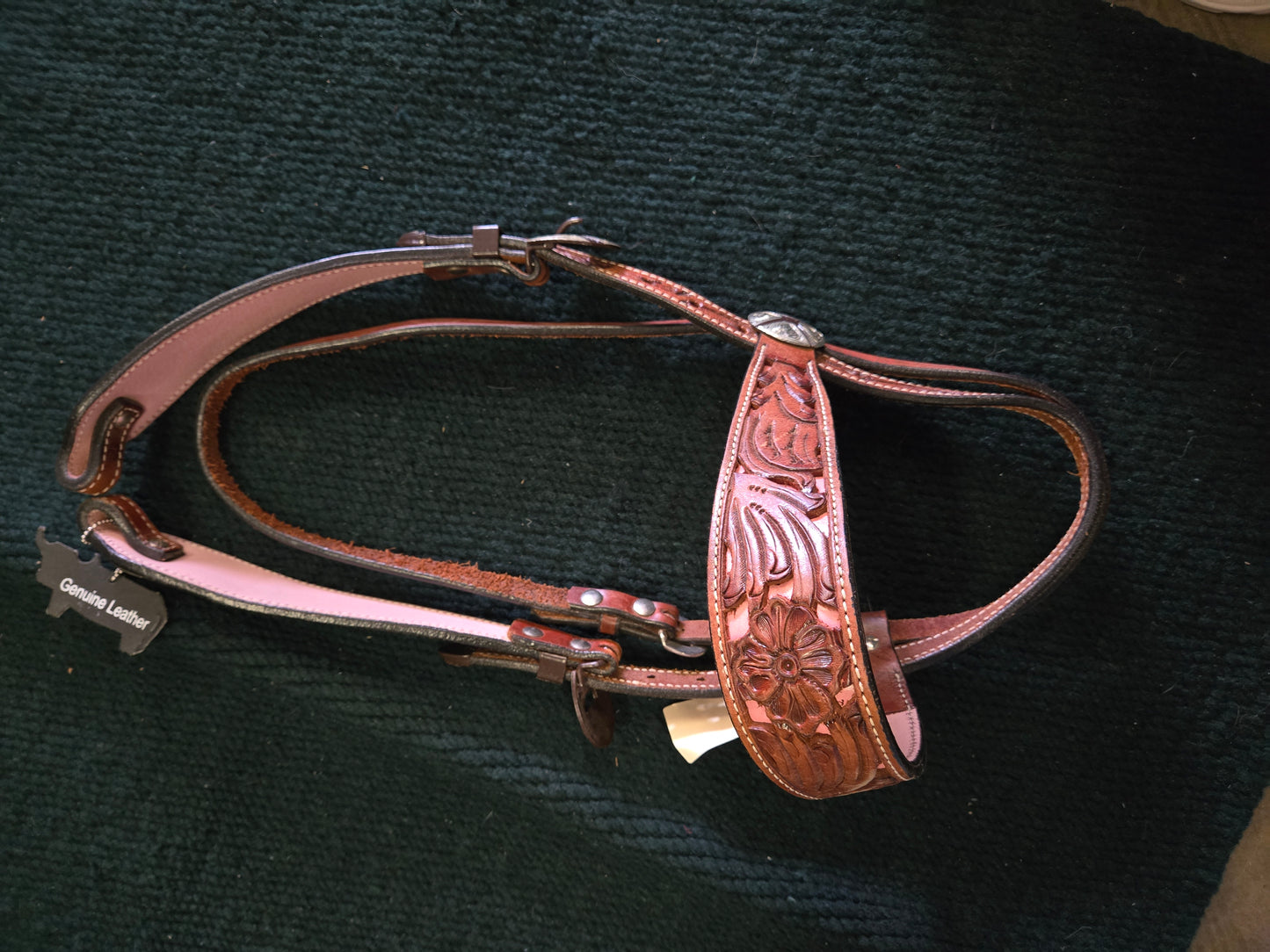 NEW Headstall /Carved Pink Inlay