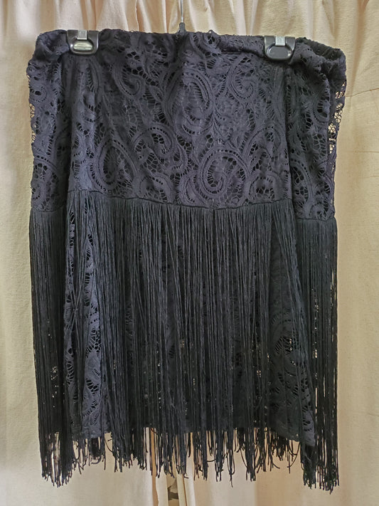 Black Lace-Fringe Skirt