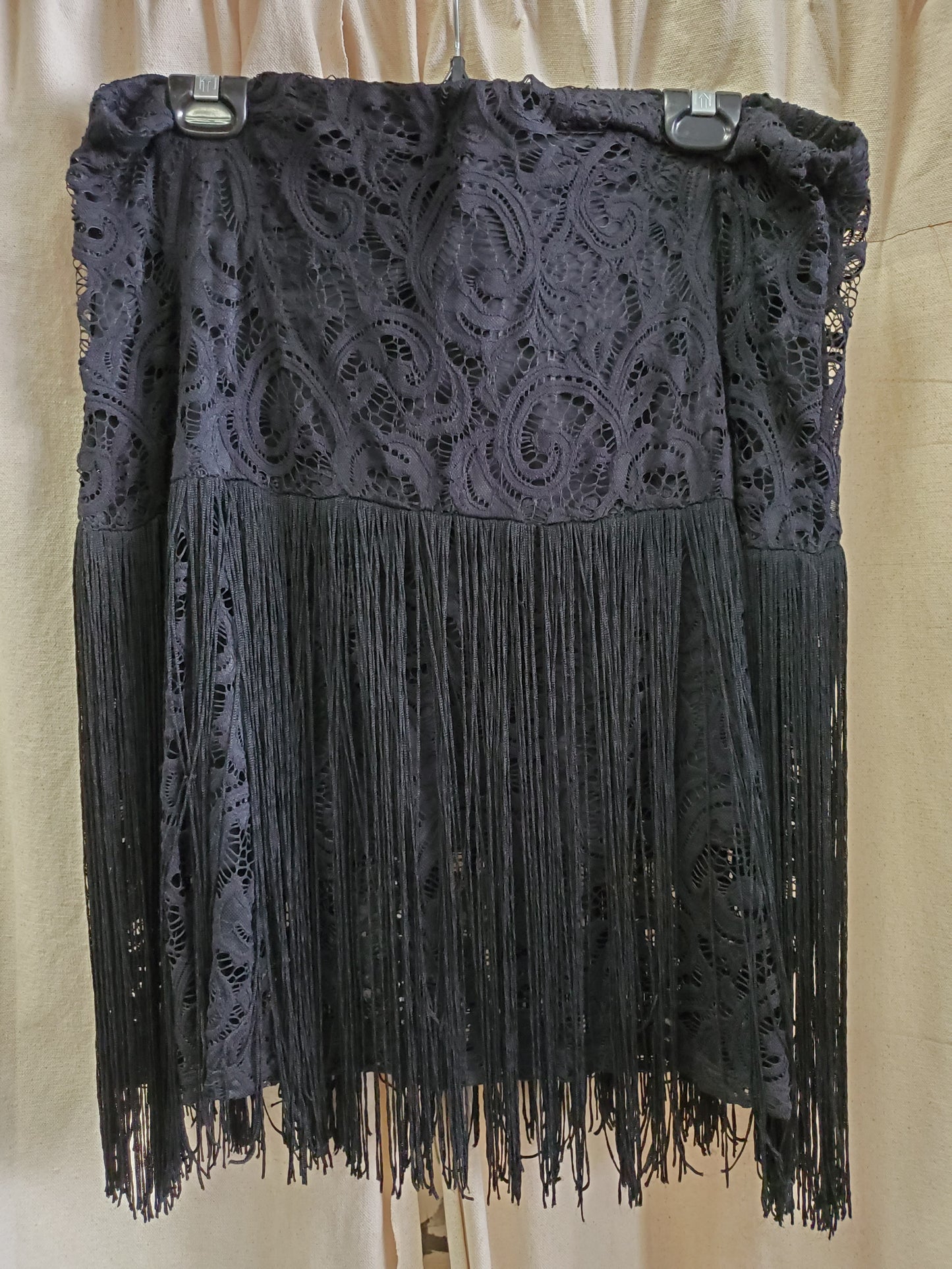 Black Lace-Fringe Skirt