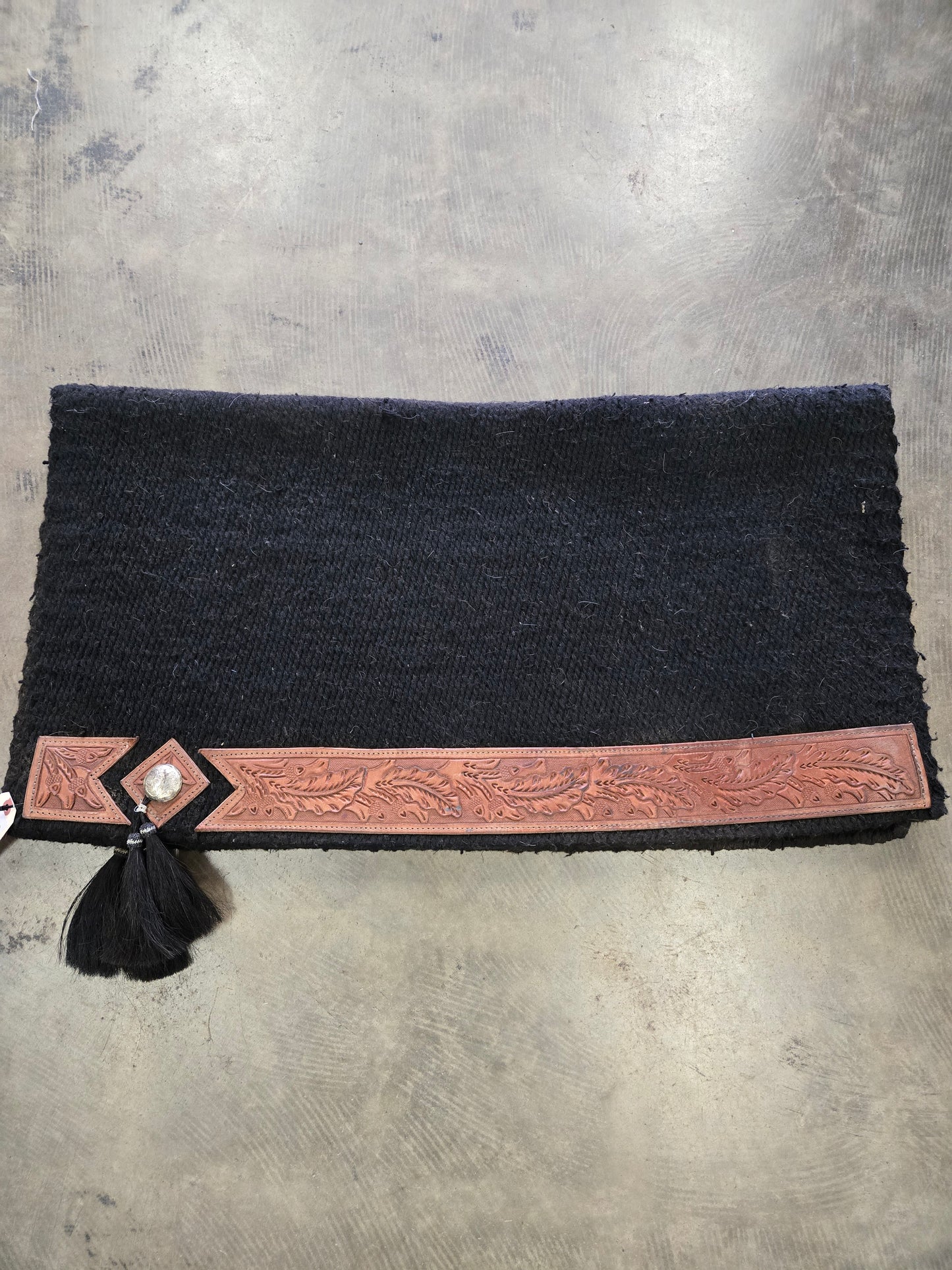 Black Saddle Blkt.                     Leather & Tassle Trim